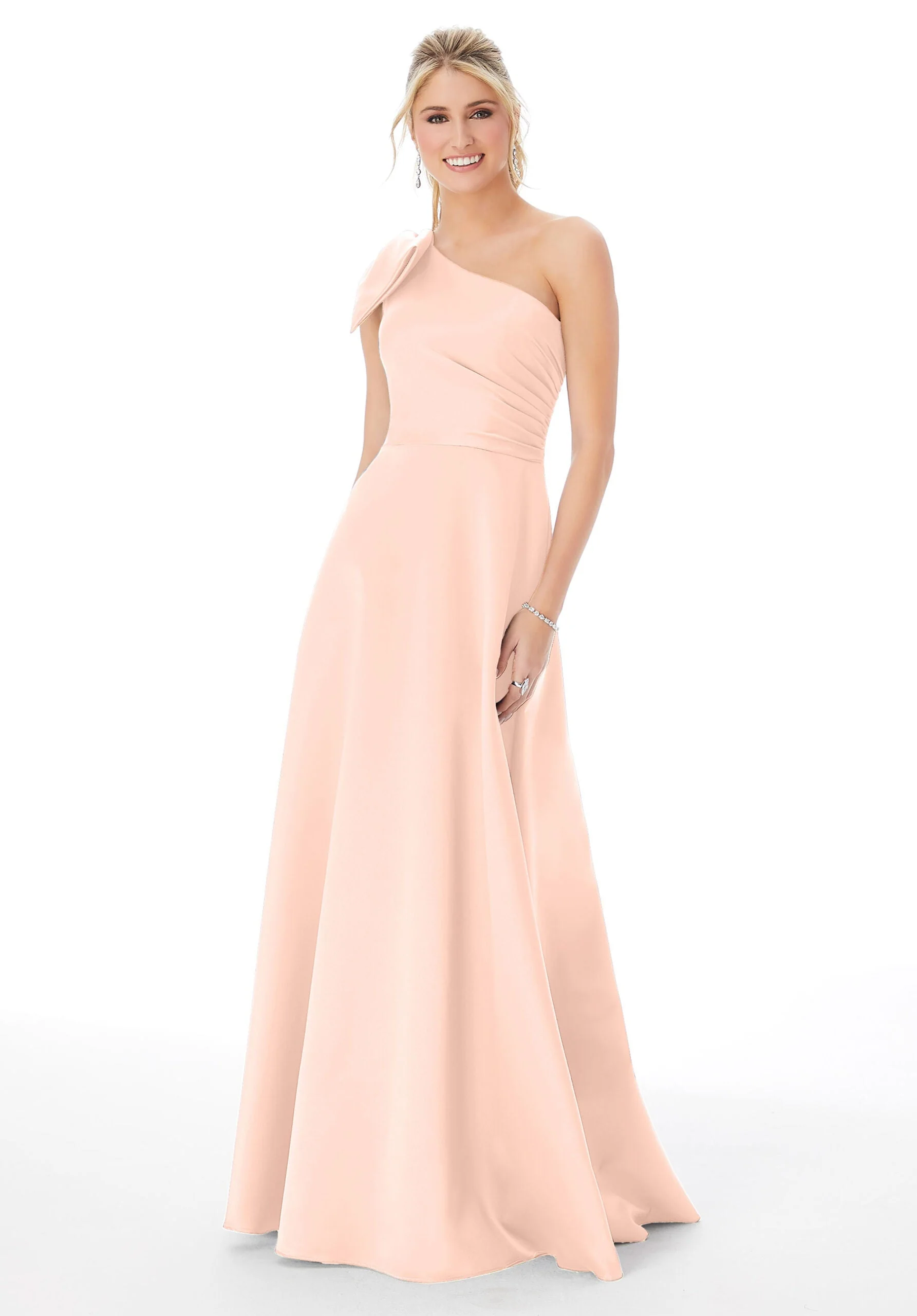 Satin One-Shoulder Bridesmaid Dress - Image 11