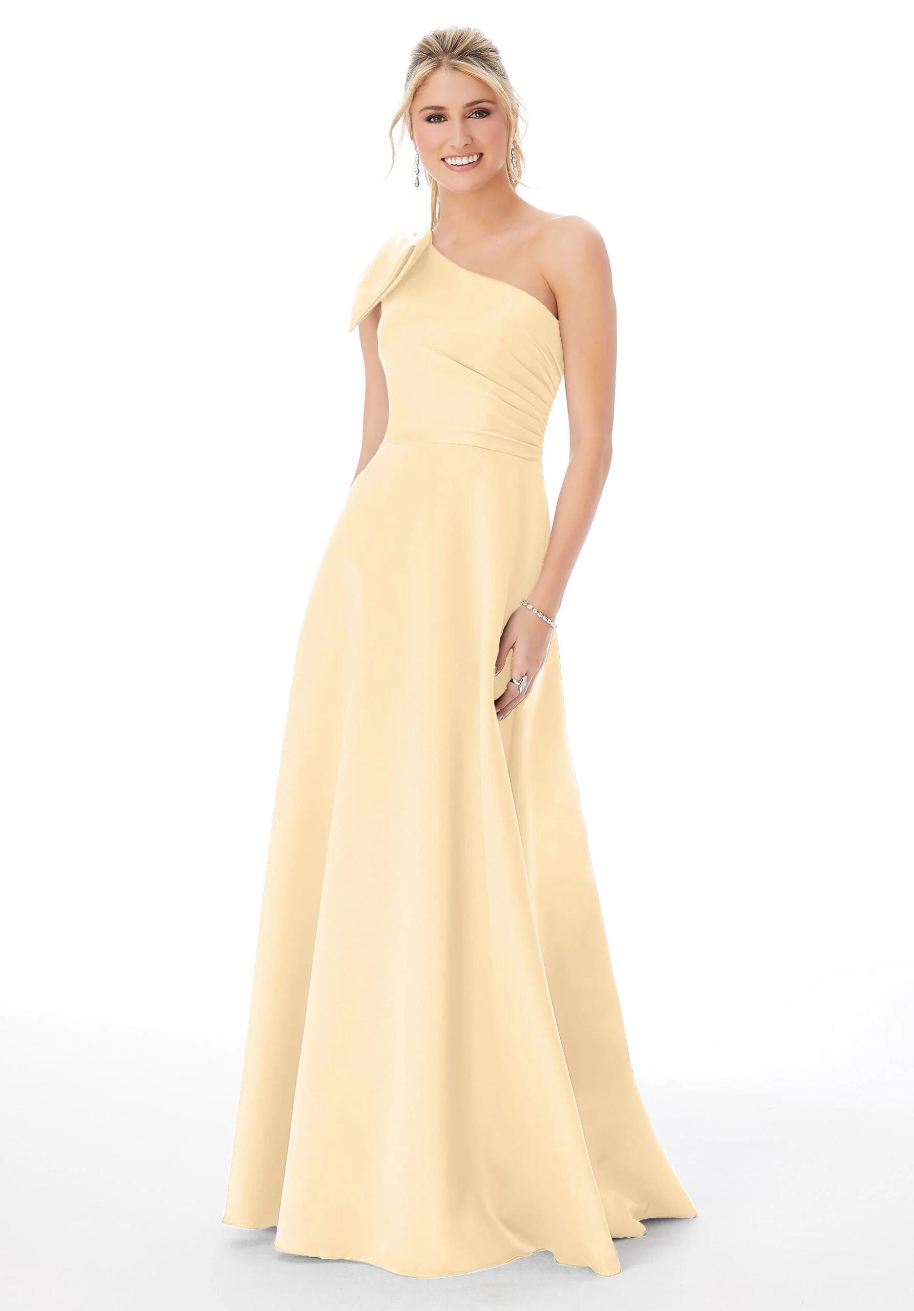 Satin One-Shoulder Bridesmaid Dress - Image 13