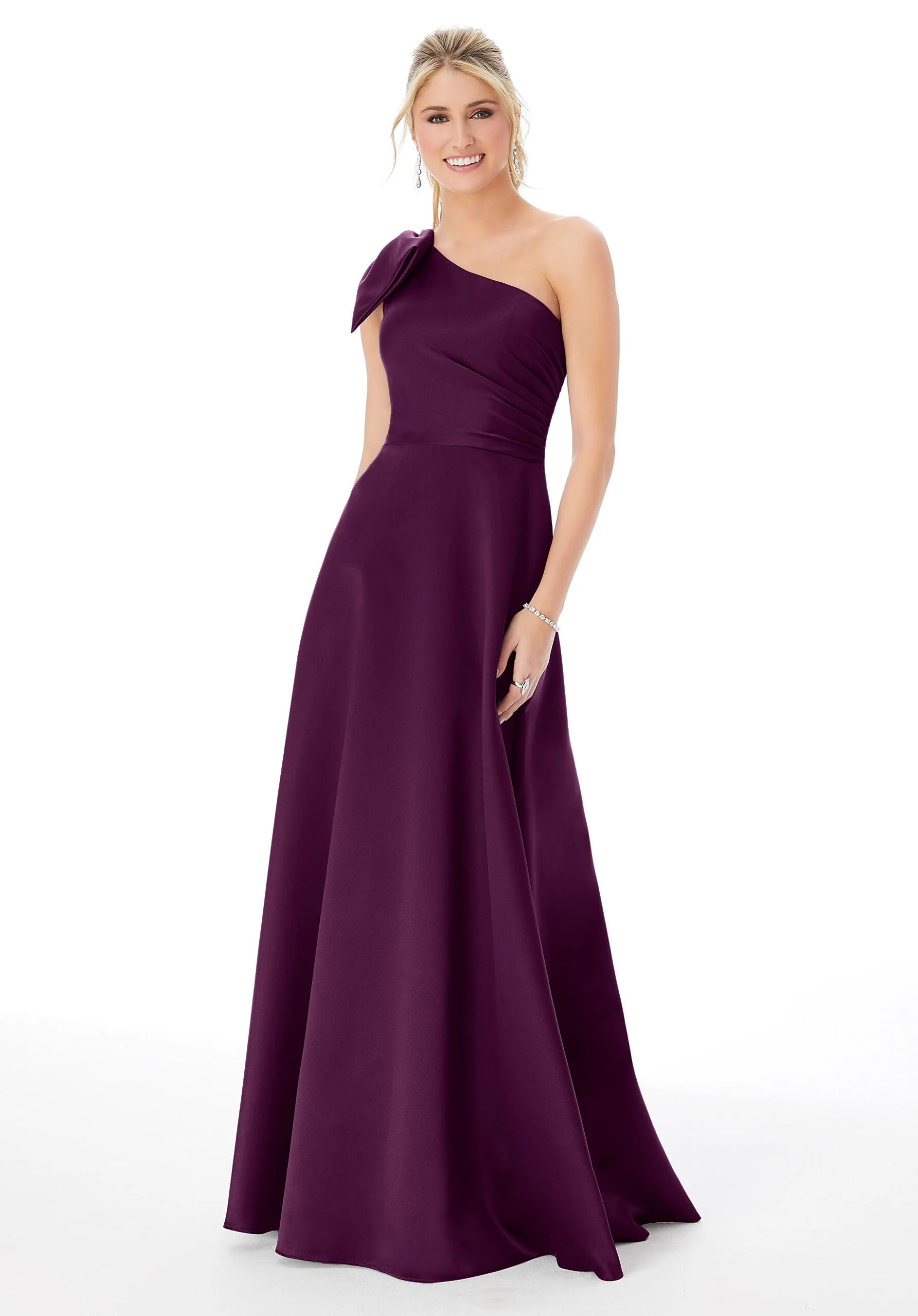 Satin One-Shoulder Bridesmaid Dress - Image 23