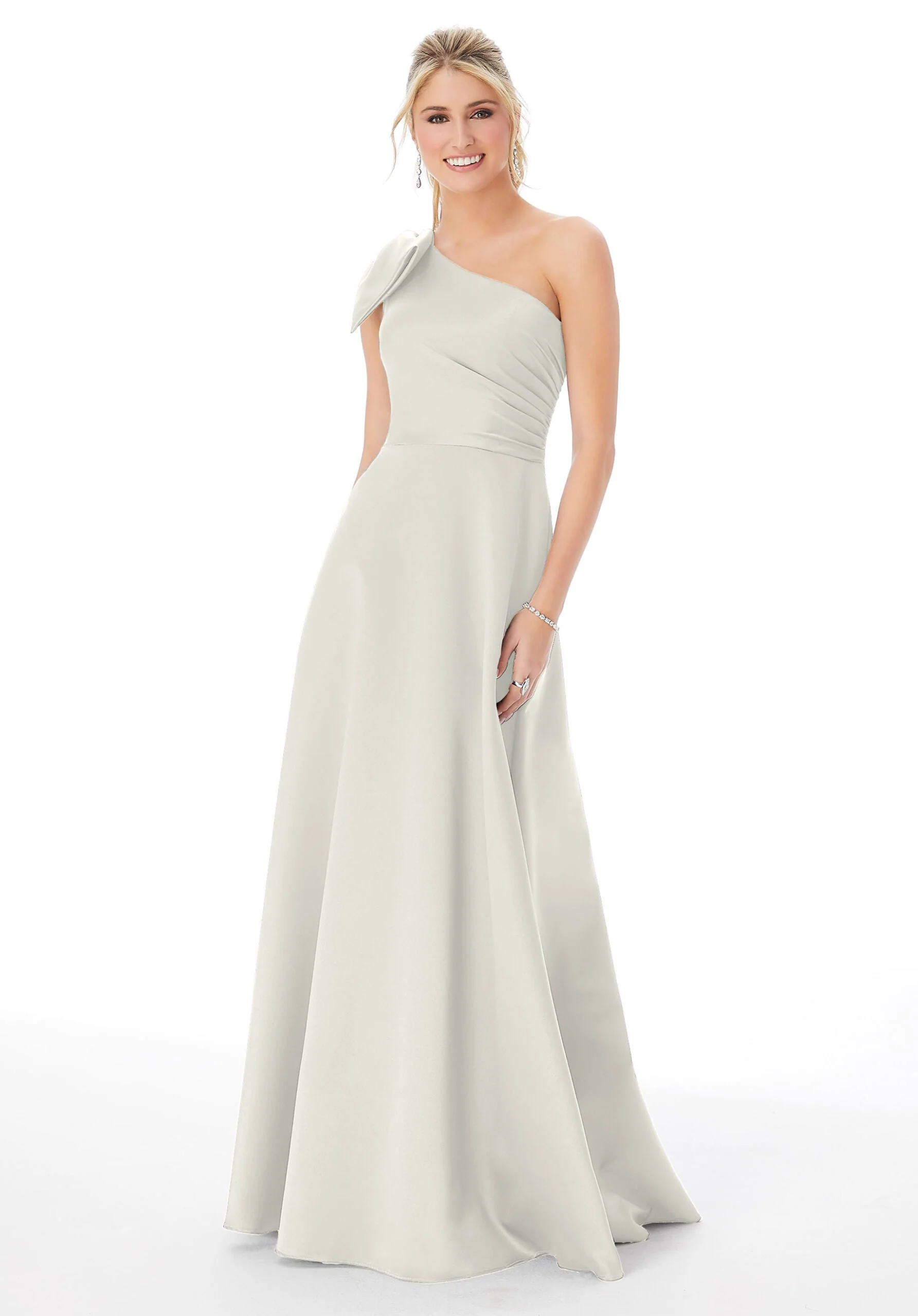 Satin One-Shoulder Bridesmaid Dress - Image 5