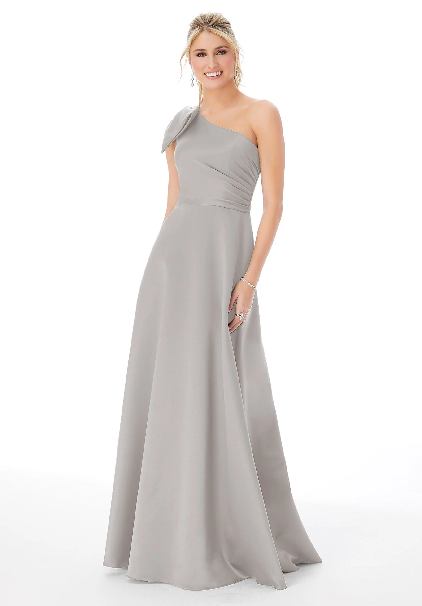 Satin One-Shoulder Bridesmaid Dress - Image 6