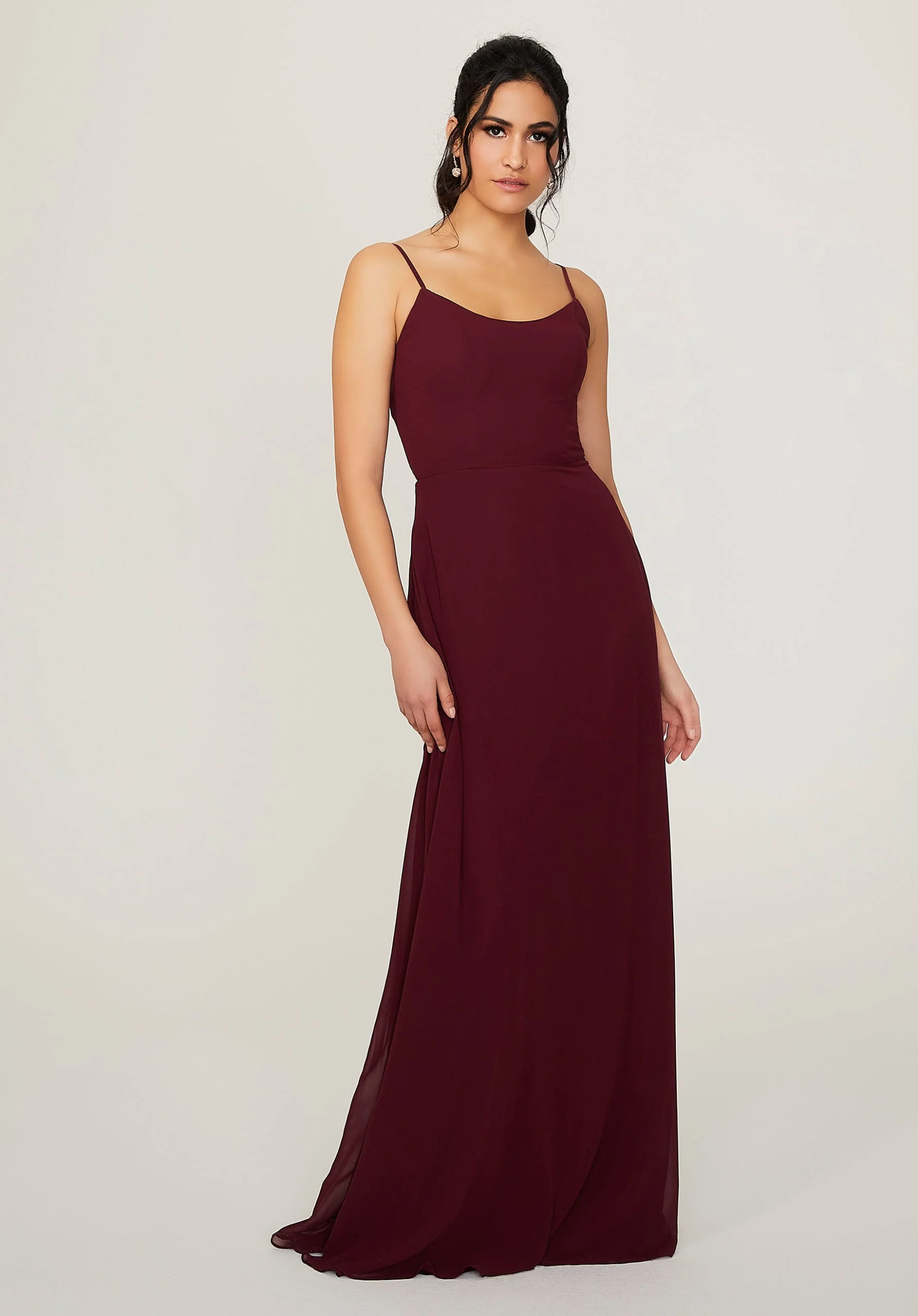 Scoop Neck Chiffon Bridesmaid Dress