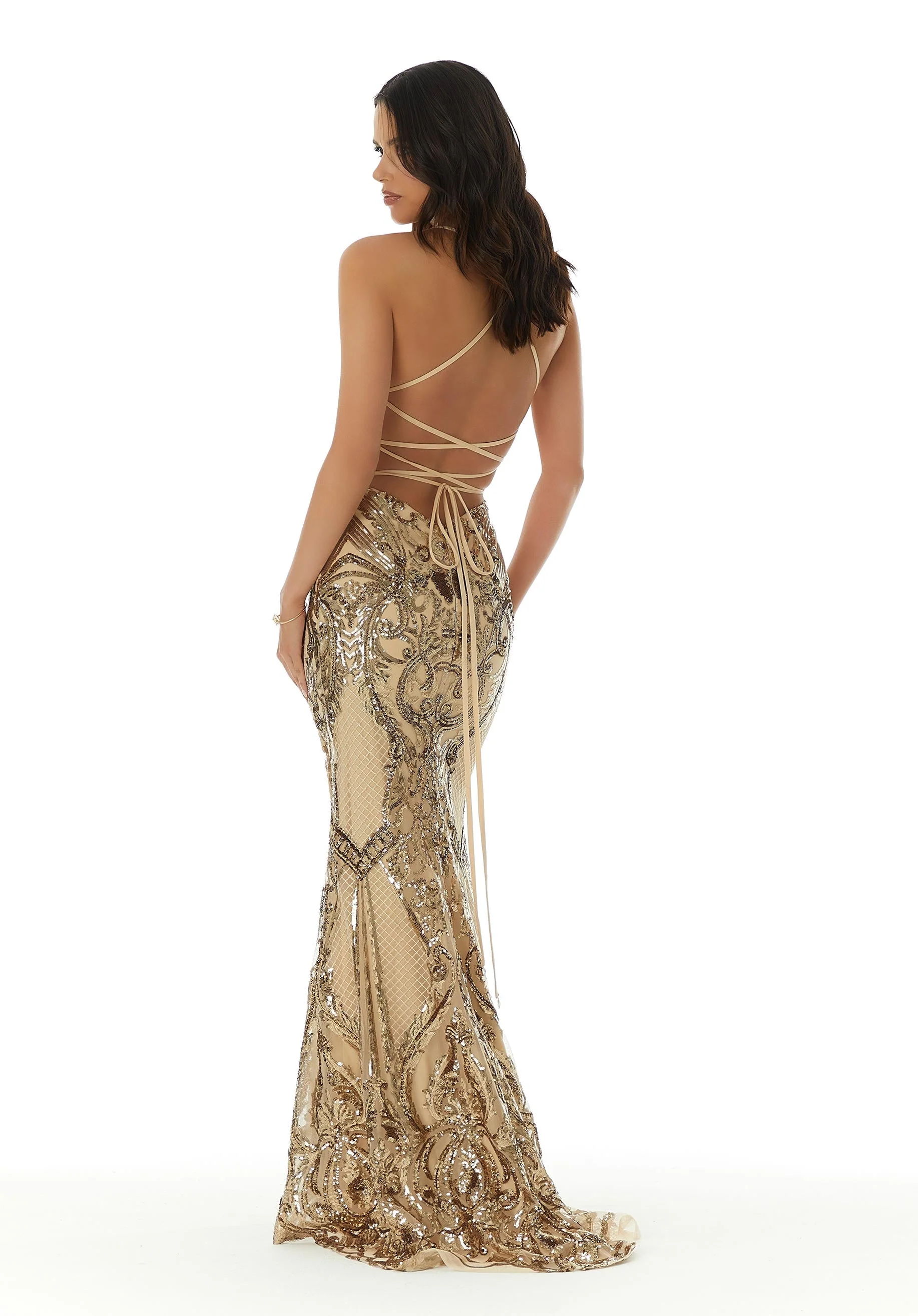 Sequin Fitted Prom Dress - Image 7