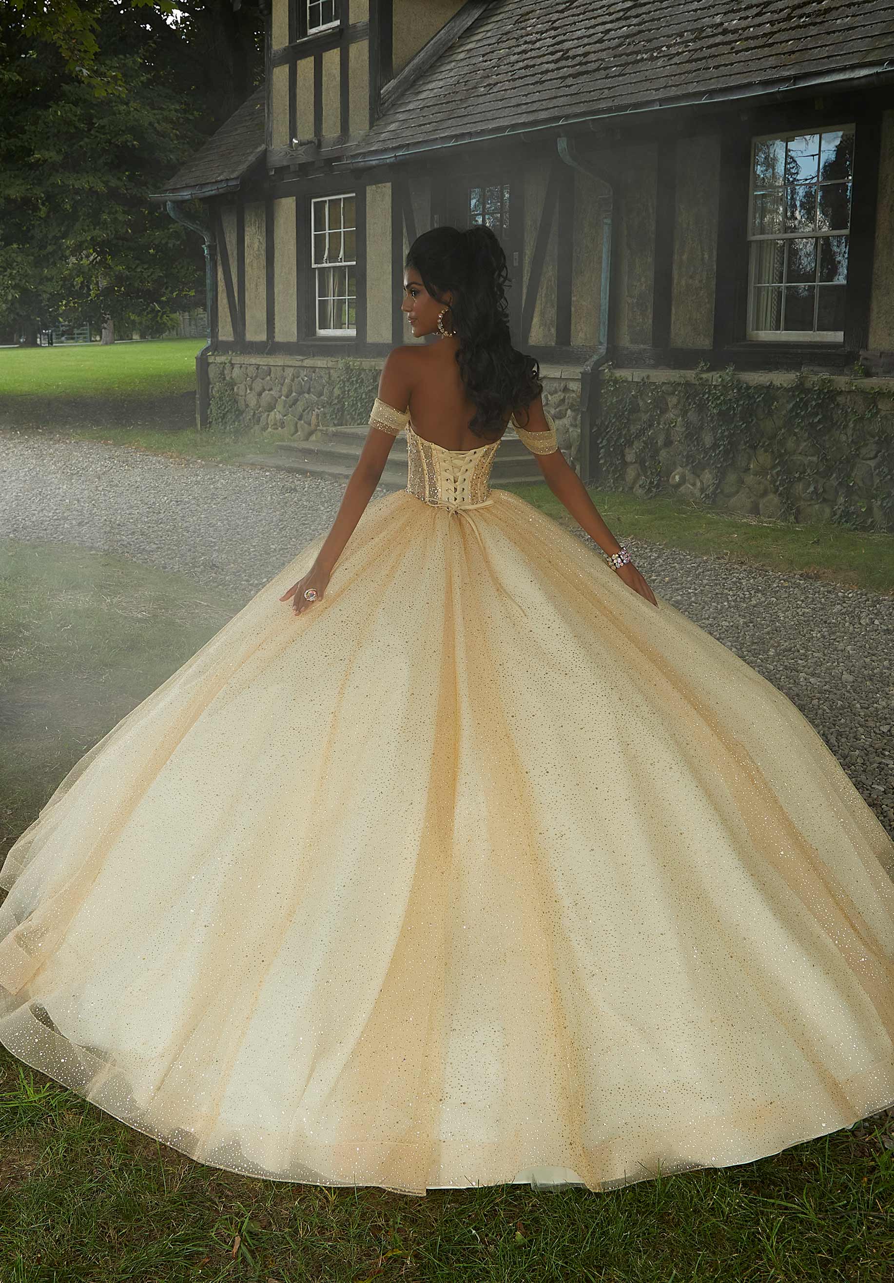 Sheer Corset Quinceañera Dress with Jeweled Beading - Image 5