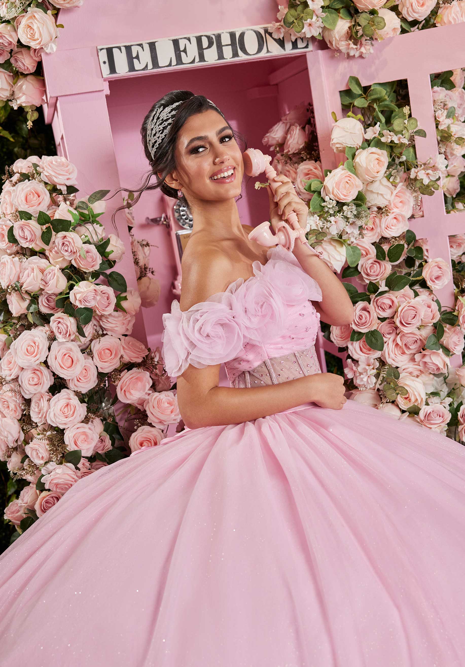 Sheer Corset Three Dimensional Floral Quinceañera Dress - Image 13