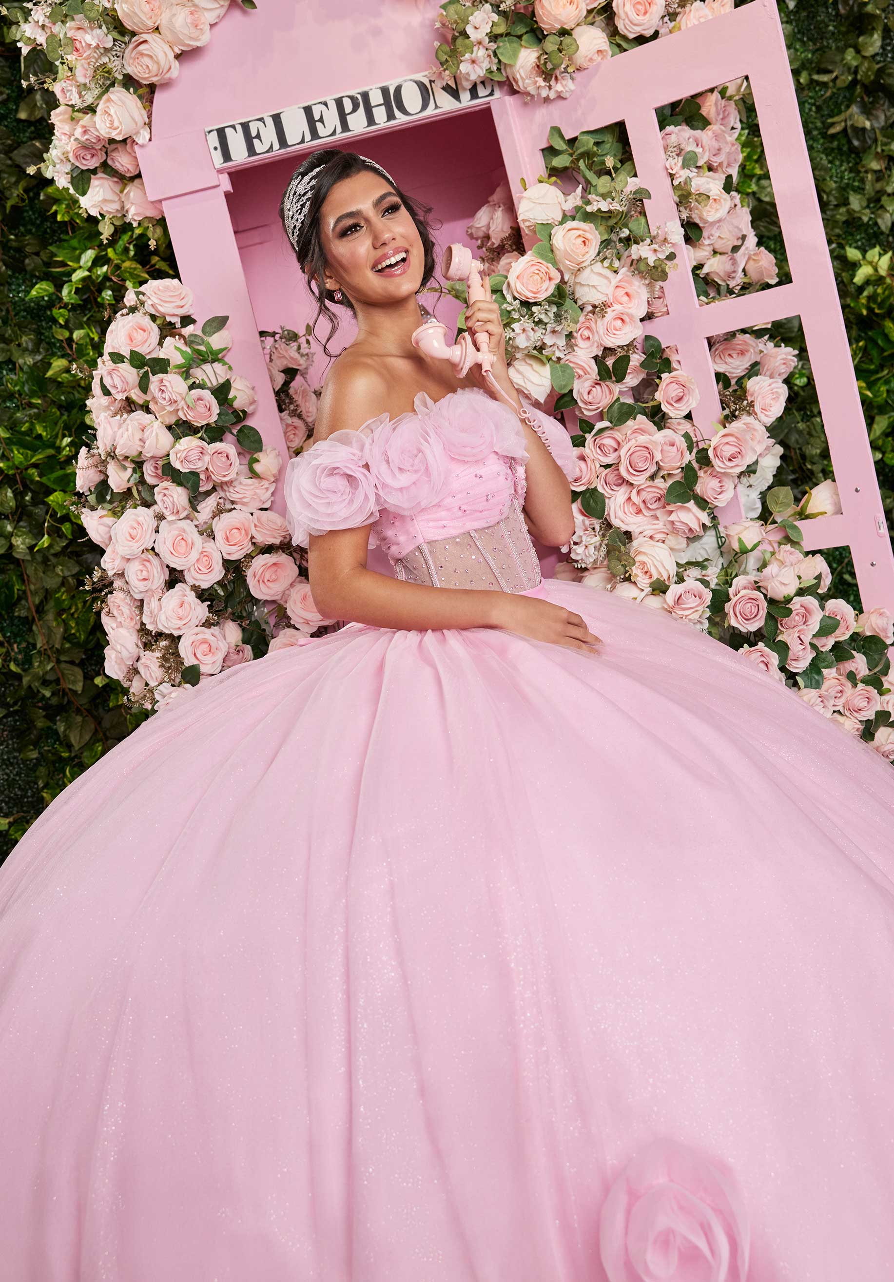 Sheer Corset Three Dimensional Floral Quinceañera Dress - Image 14