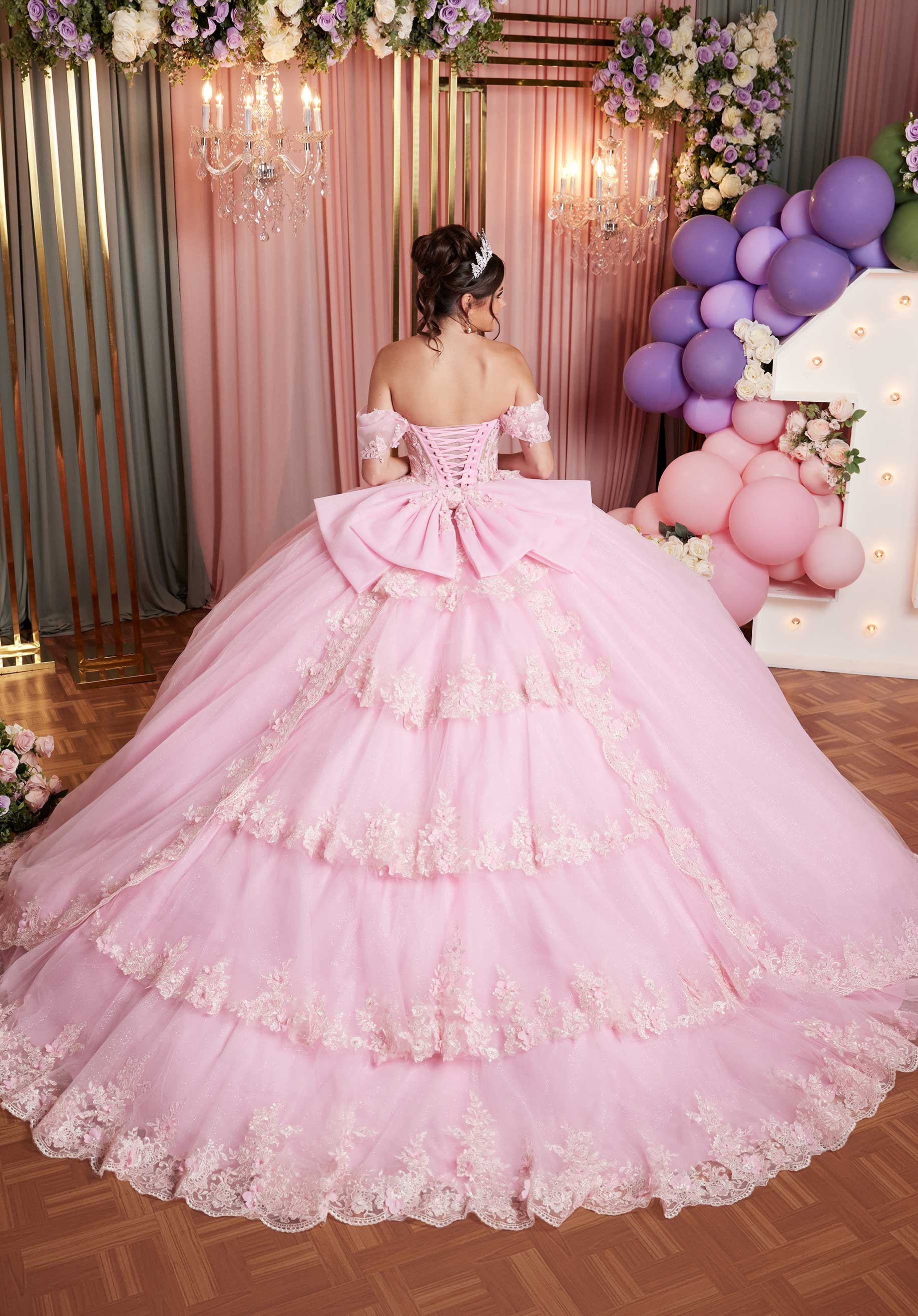 Sheer Sweetheart Quinceañera Dress with Split Skirt and Tiered Back - Image 14