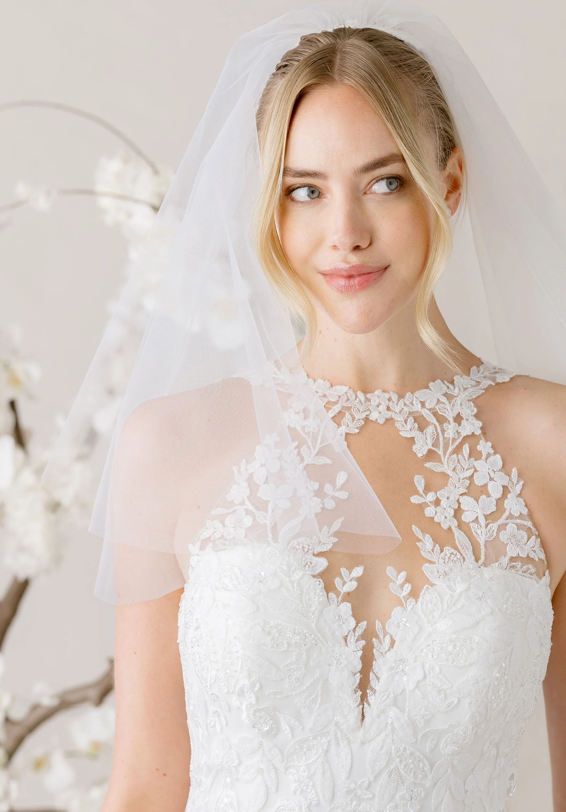 Shoulder Length Veil with Blusher