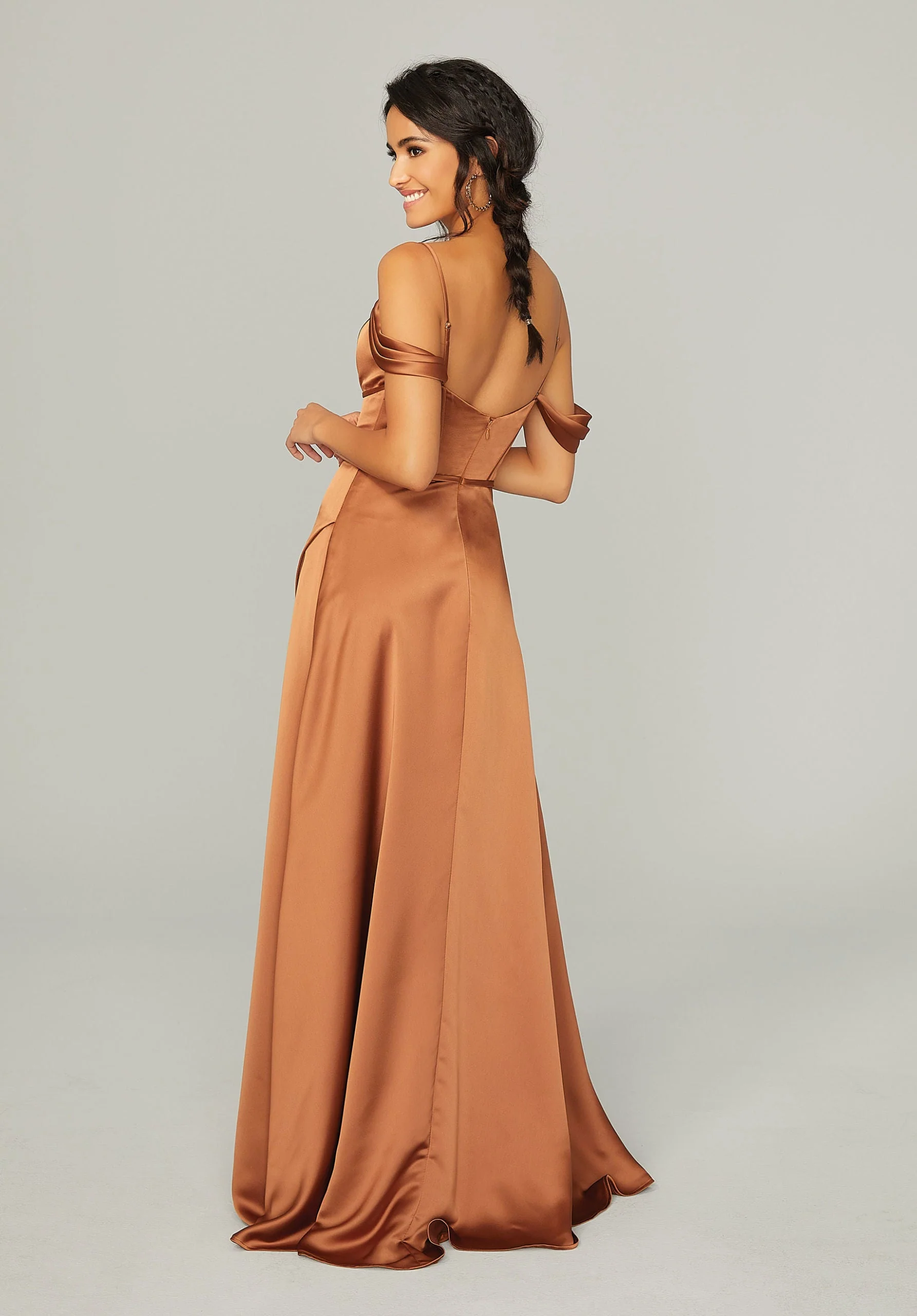 Silky Satin Bridesmaid Dress with Bustier Bodice - Image 4