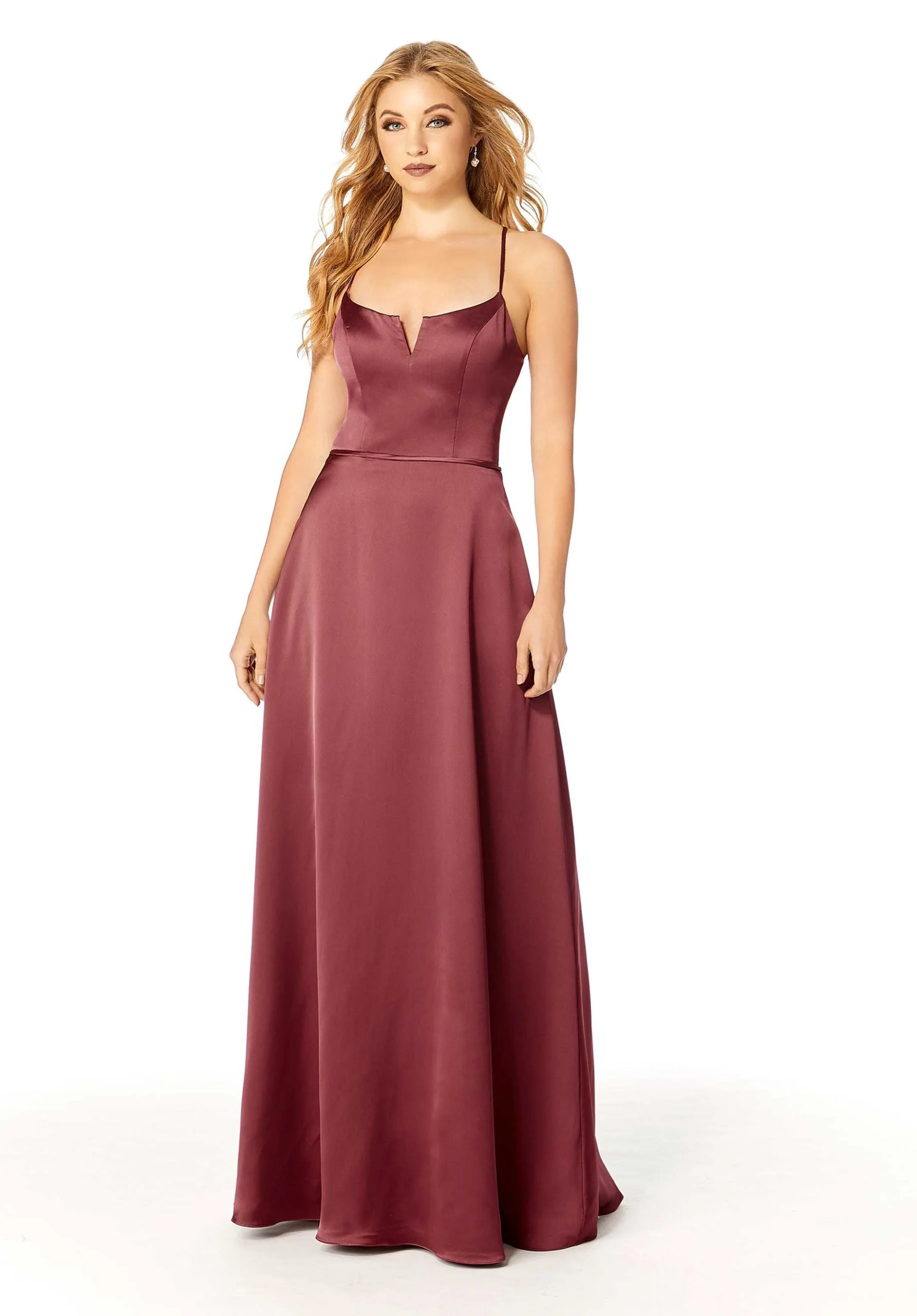 Silky Satin Bridesmaid Dress with Illusion Back - Image 4