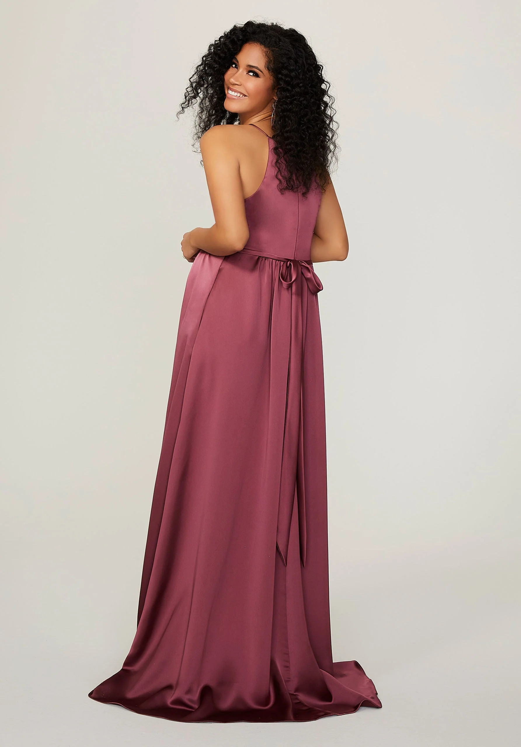 Silky Satin Square Neck Maternity Bridesmaid Dress - Image 3
