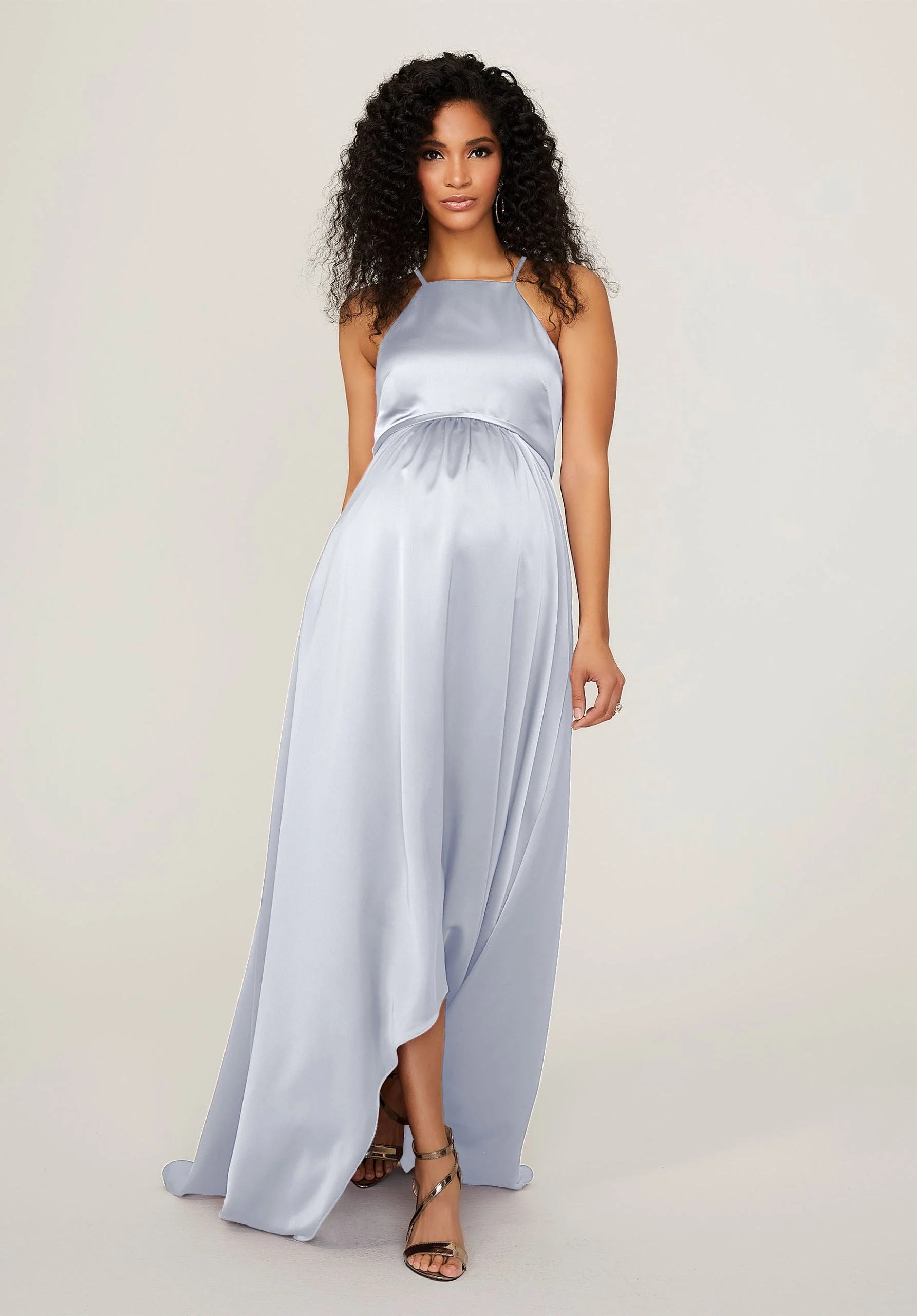Silky Satin Square Neck Maternity Bridesmaid Dress - Image 5