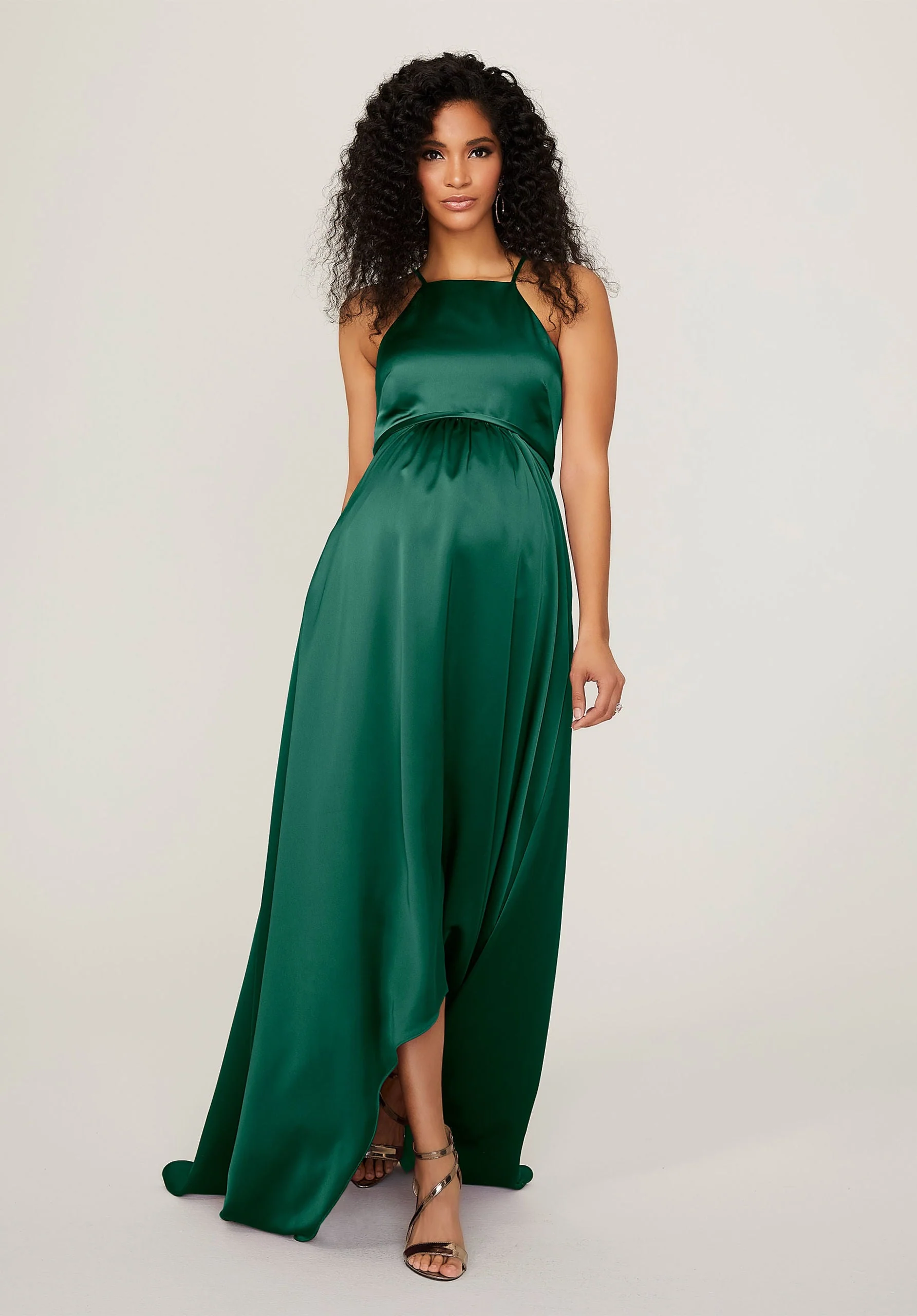 Silky Satin Square Neck Maternity Bridesmaid Dress - Image 8