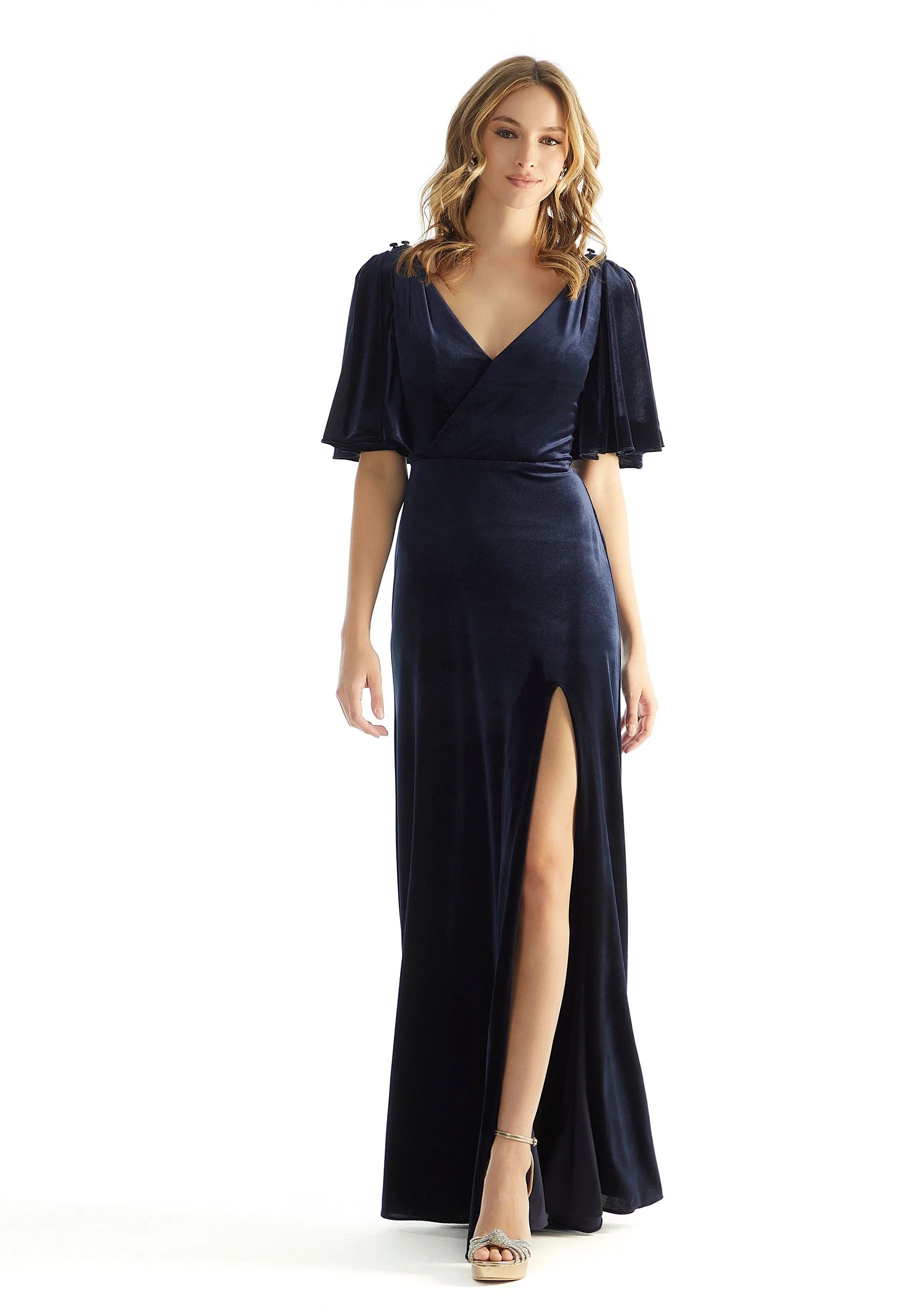 Slim A-line Stretch Velvet Bridesmaid Dress