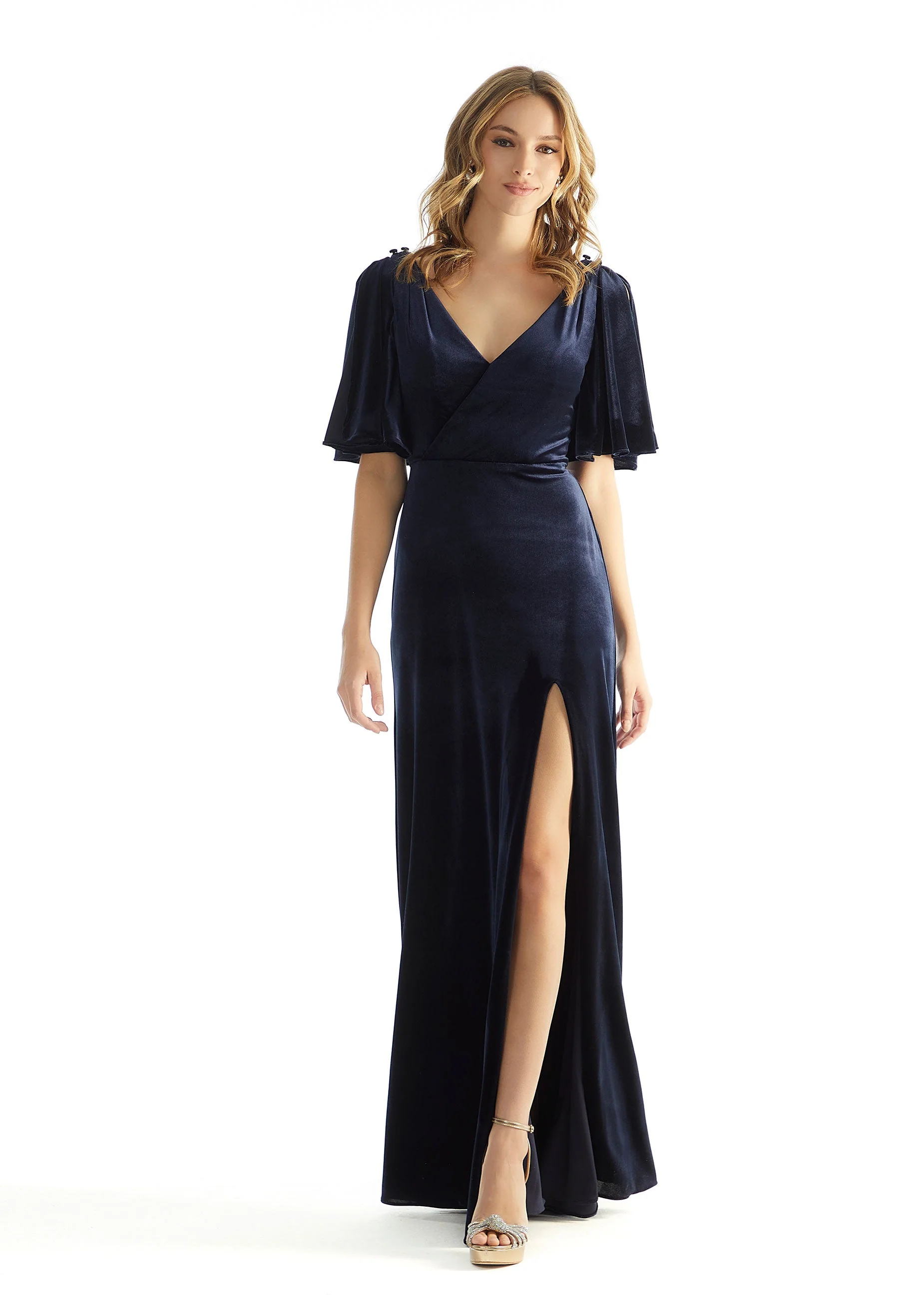 Slim A-line Stretch Velvet Bridesmaid Dress - Image 11