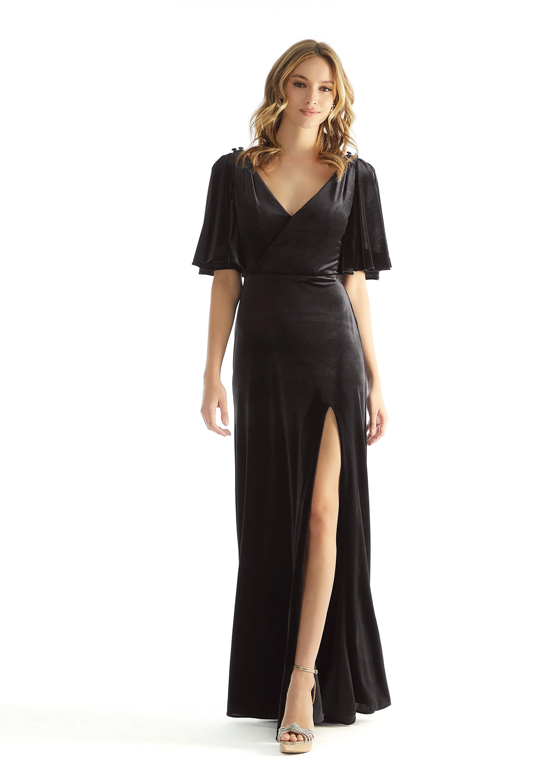 Slim A-line Stretch Velvet Bridesmaid Dress - Image 4