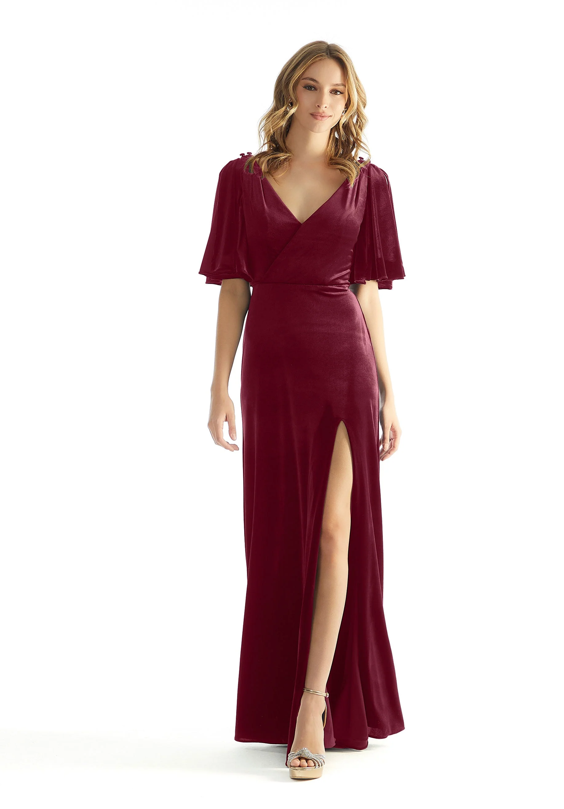 Slim A-line Stretch Velvet Bridesmaid Dress - Image 5