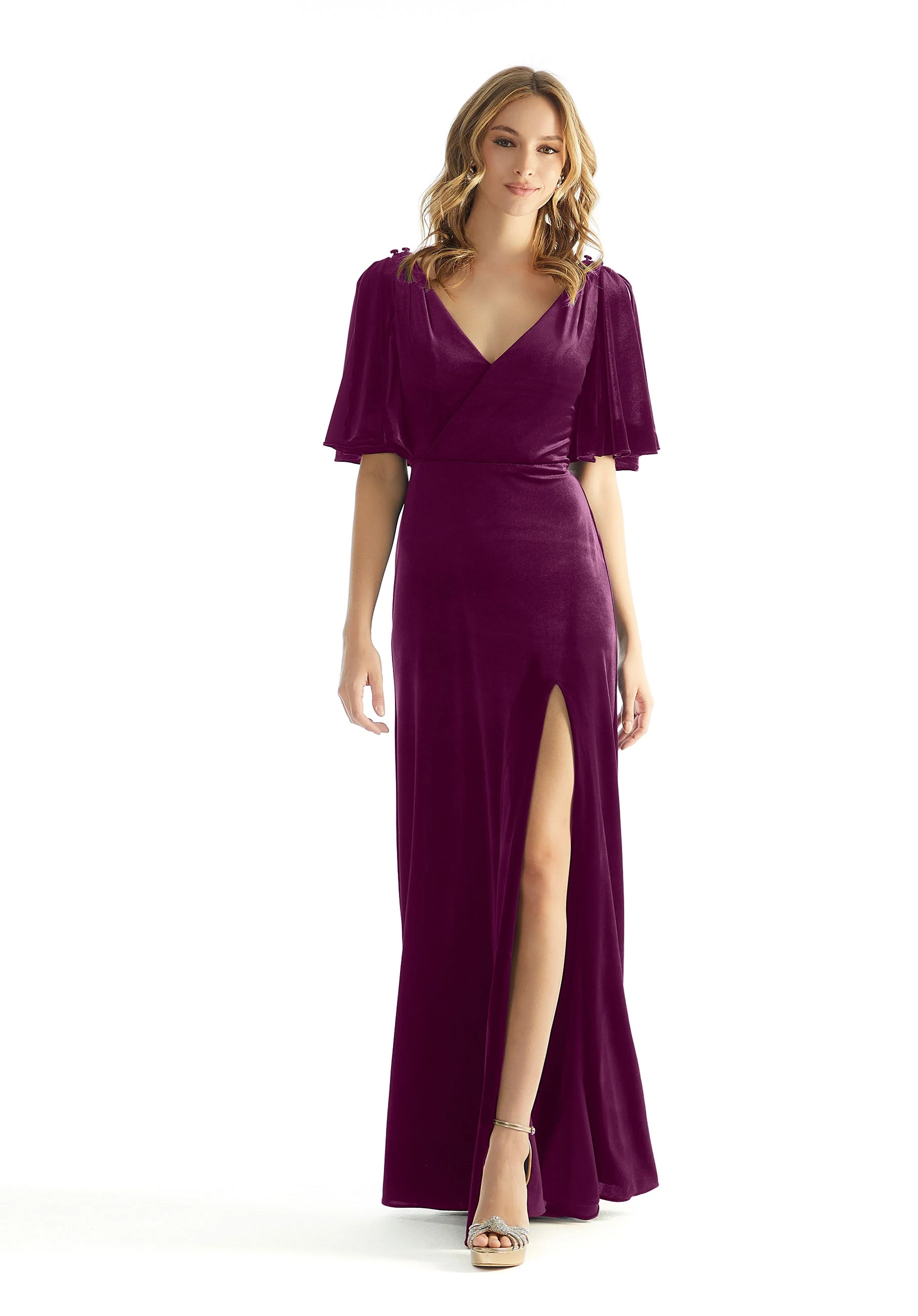 Slim A-line Stretch Velvet Bridesmaid Dress - Image 8