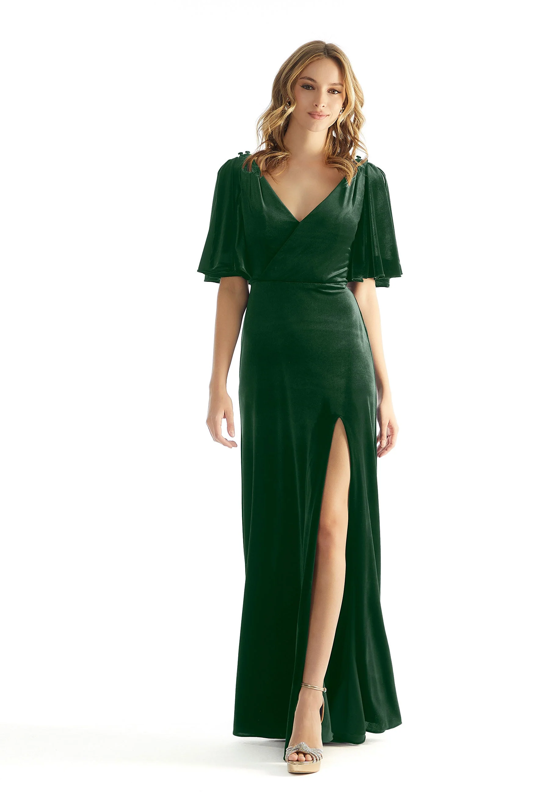 Slim A-line Stretch Velvet Bridesmaid Dress - Image 9