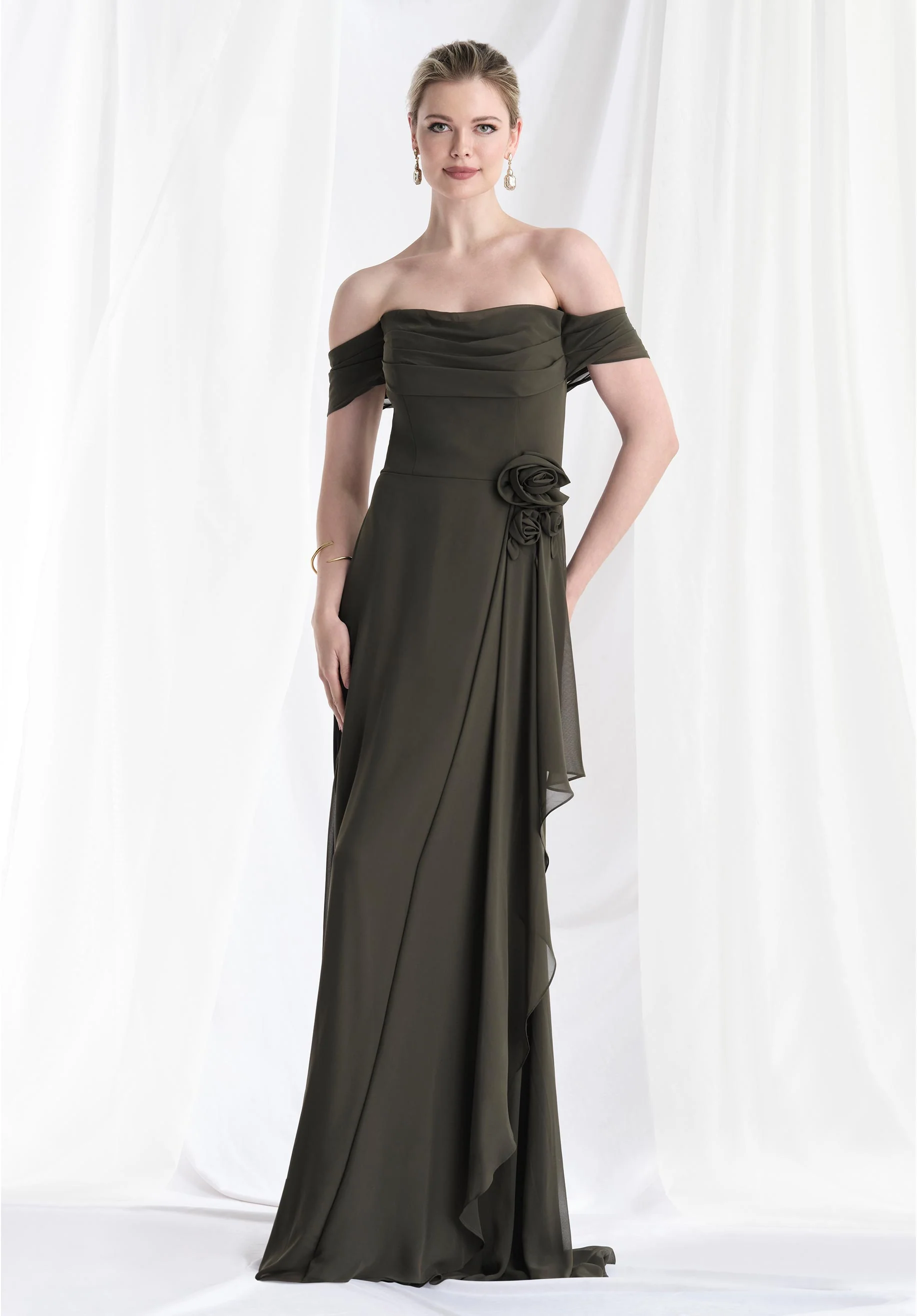 Soft Draped Chiffon A-Line Evening Gown - Image 3