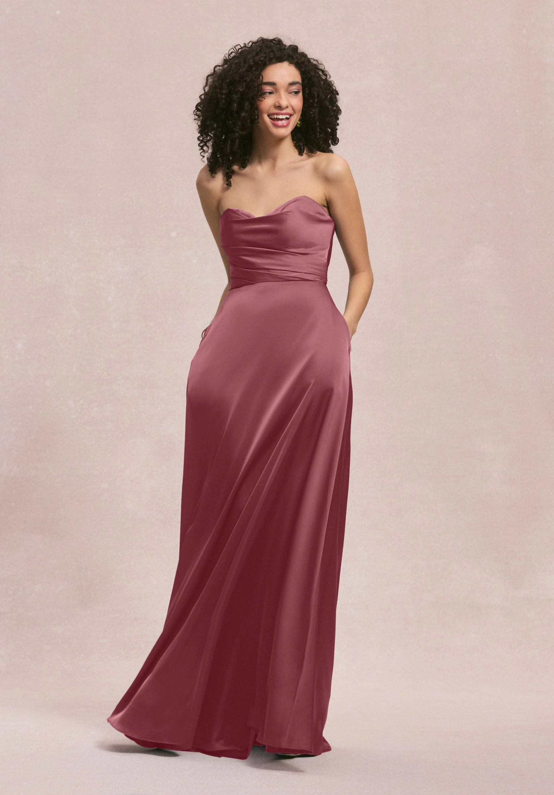 Soft Scoop Luxe Satin Bridesmaid Dress with Pockets - Image 17
