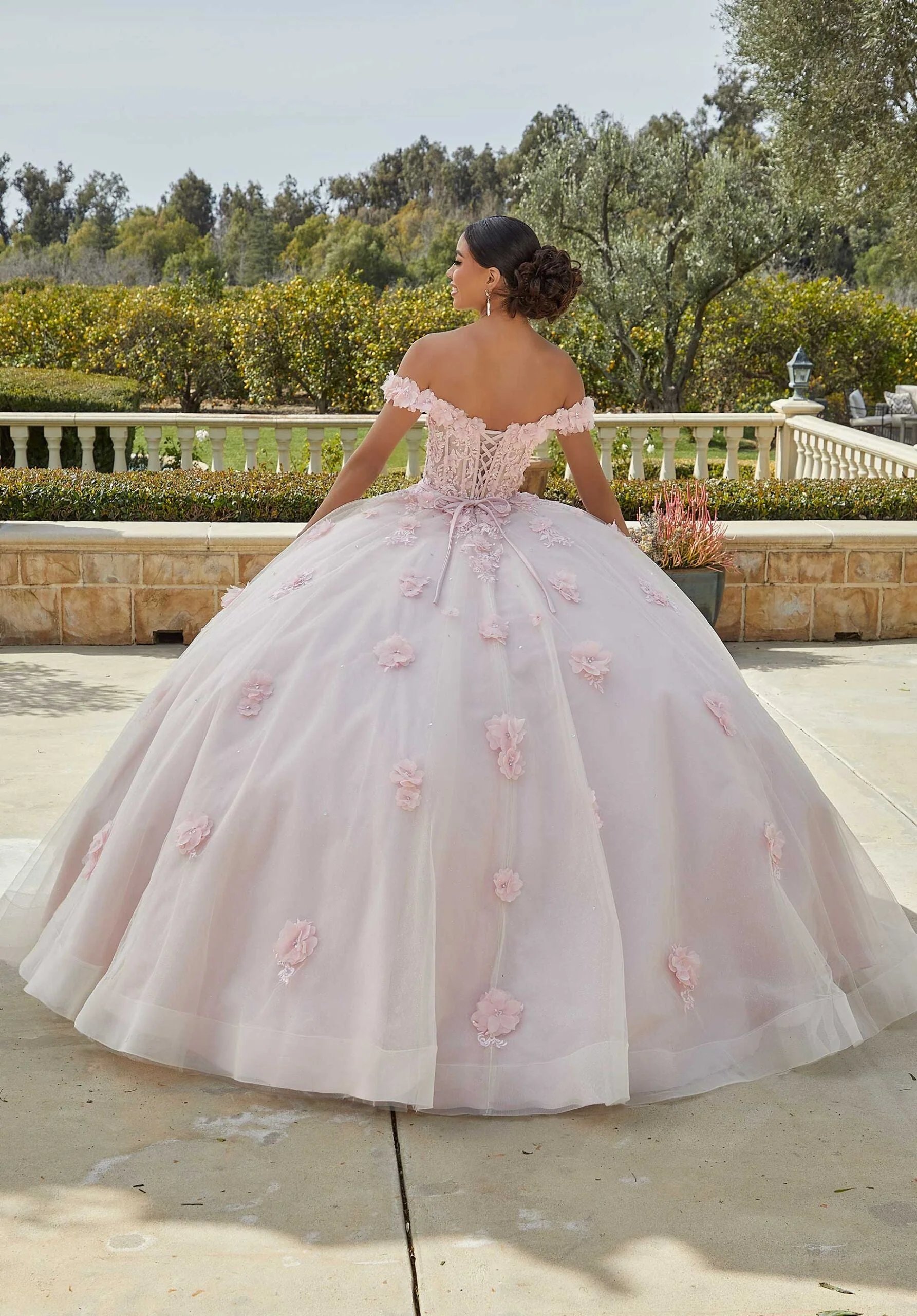 Sparkle Tulle and Floral Embroidered Quinceañera Dress - Image 3
