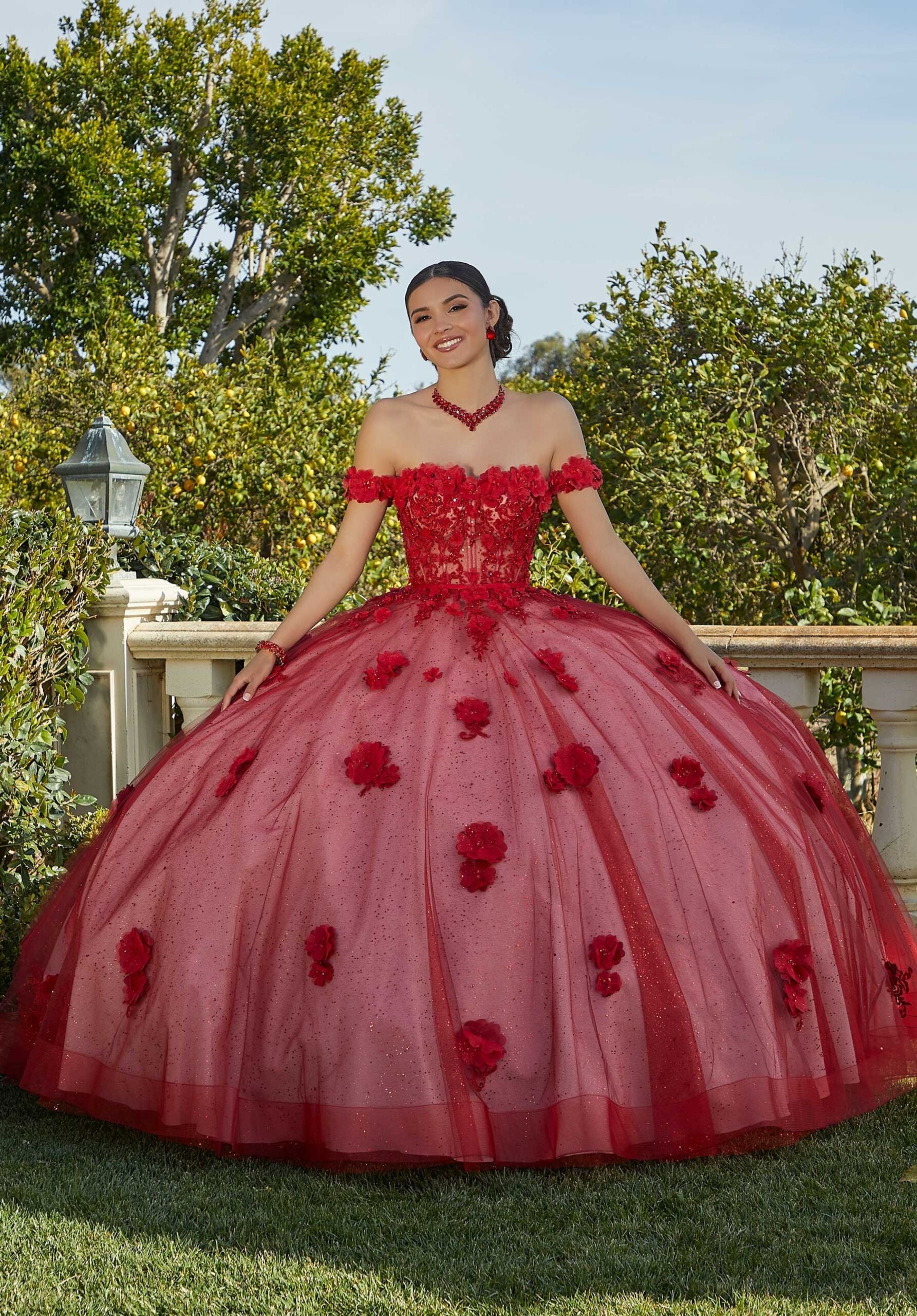 Sparkle Tulle and Floral Embroidered Quinceañera Dress - Image 4