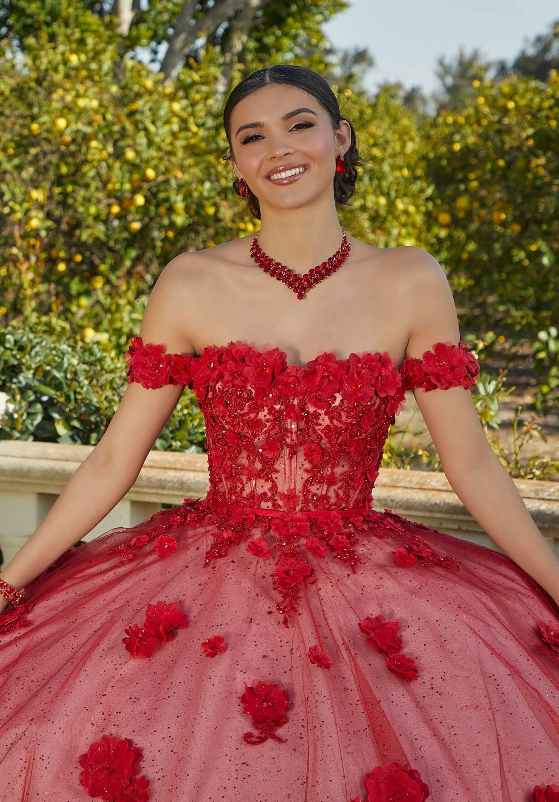 Sparkle Tulle and Floral Embroidered Quinceañera Dress - Image 5