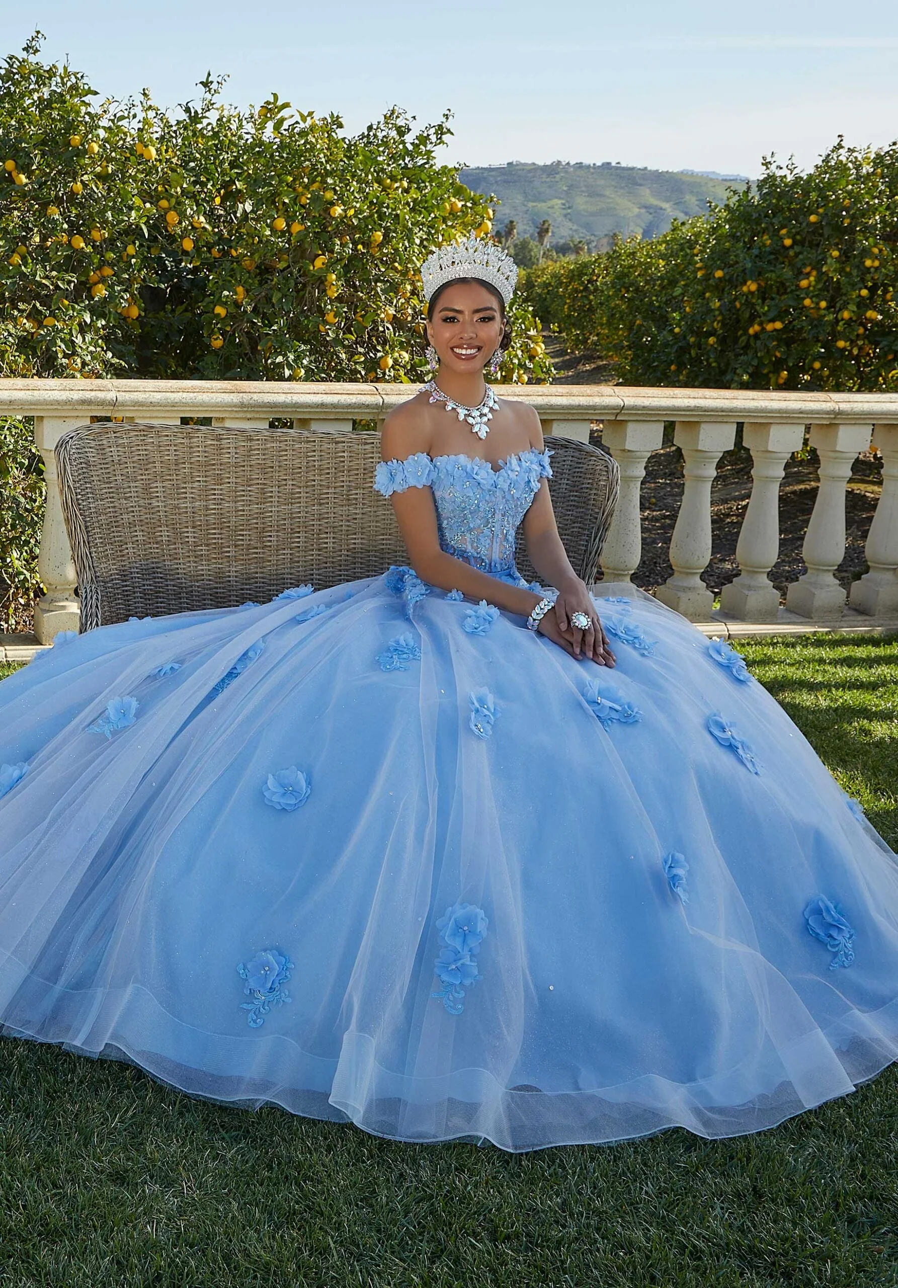 Sparkle Tulle and Floral Embroidered Quinceañera Dress - Image 6