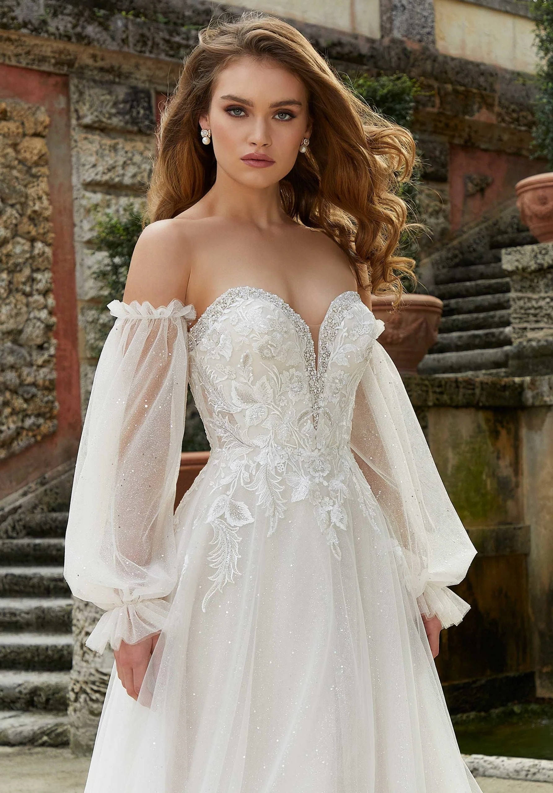 Sparkle Tulle Long Pouf Sleeves