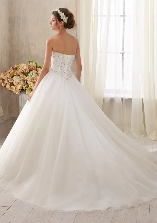Sparkling Crystal Beading on Tulle Morilee Bridal Wedding Dress - Image 3