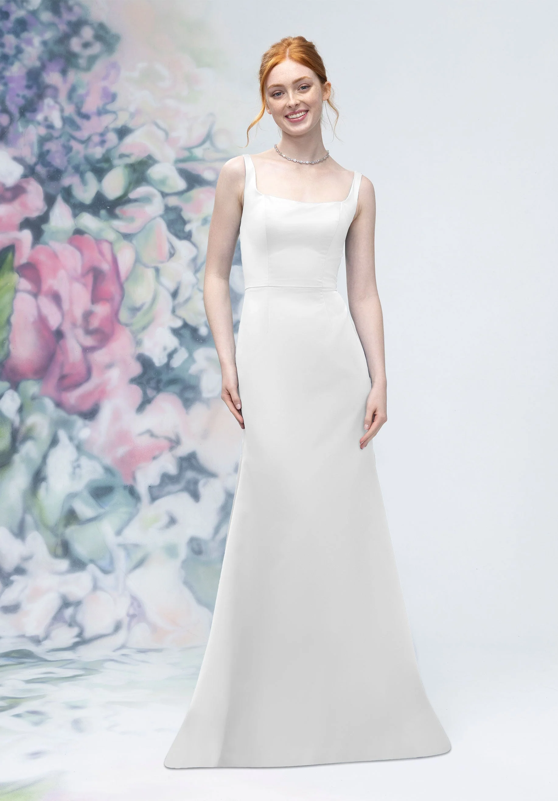 Square Neck Strap Back Satin Bridesmaid Dress - Image 53