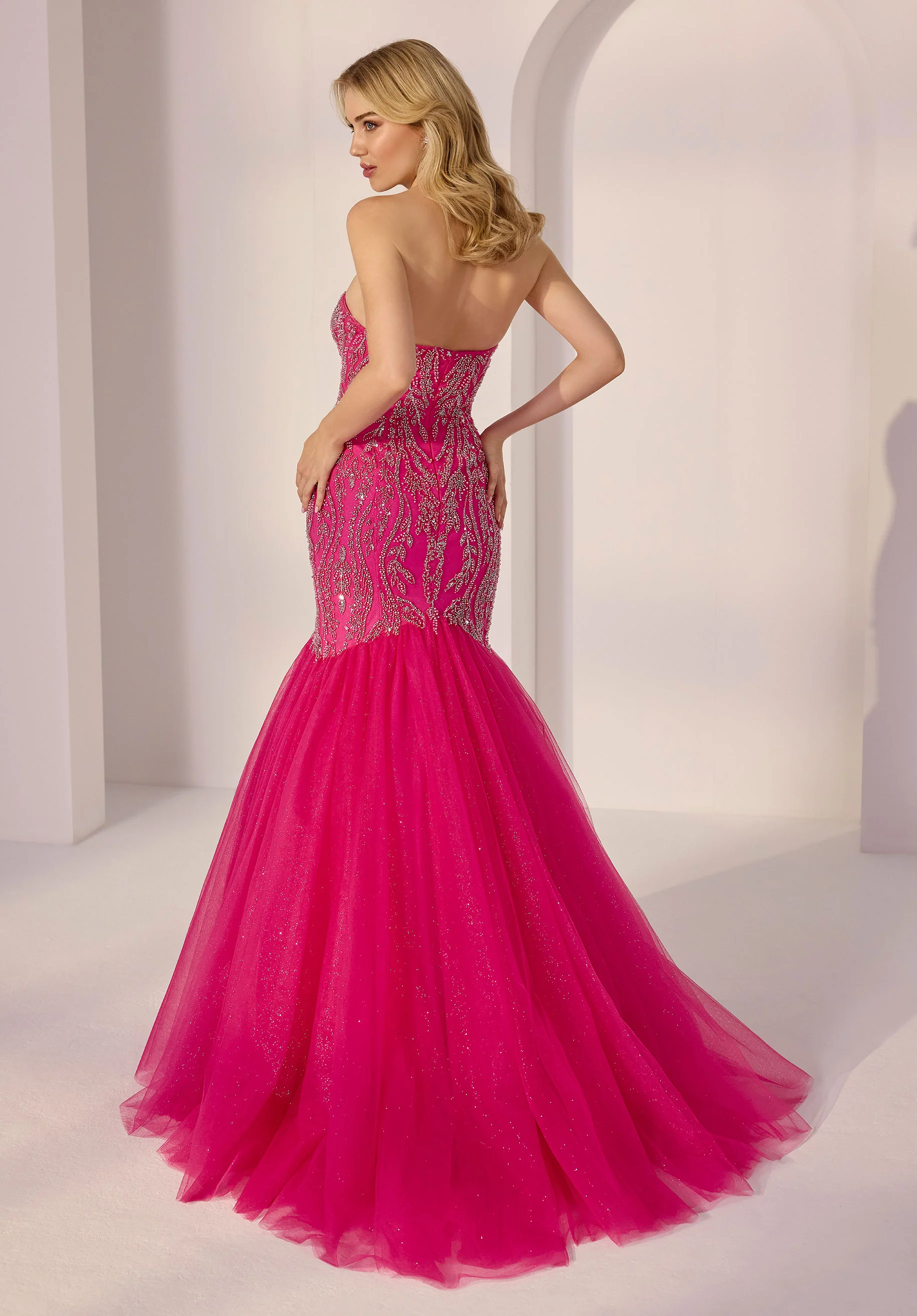 Strapless Sequin Beaded Mermaid Party Dress - Image 5
