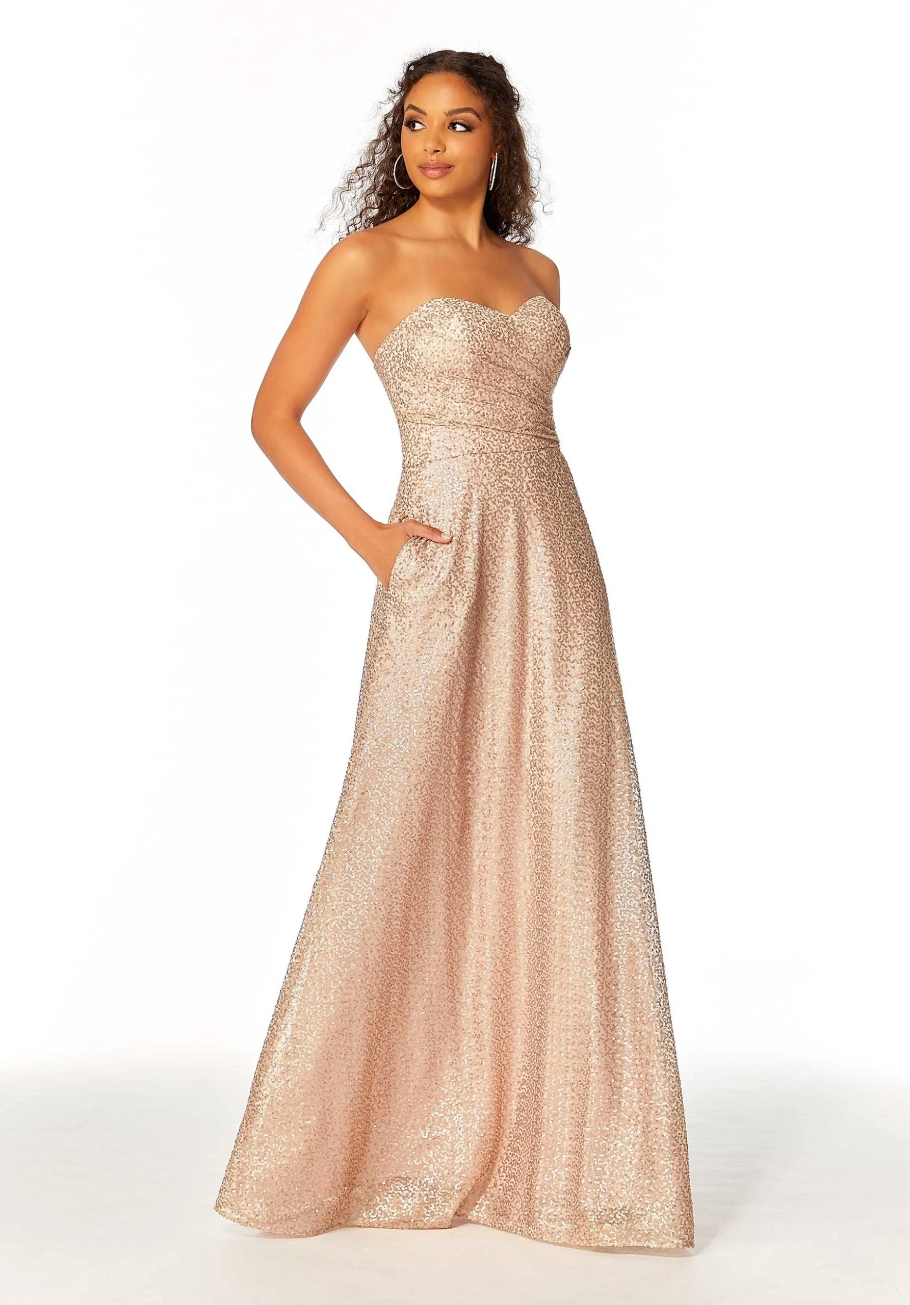 Strapless Sweetheart Caviar Mesh Bridesmaid Dress - Image 4