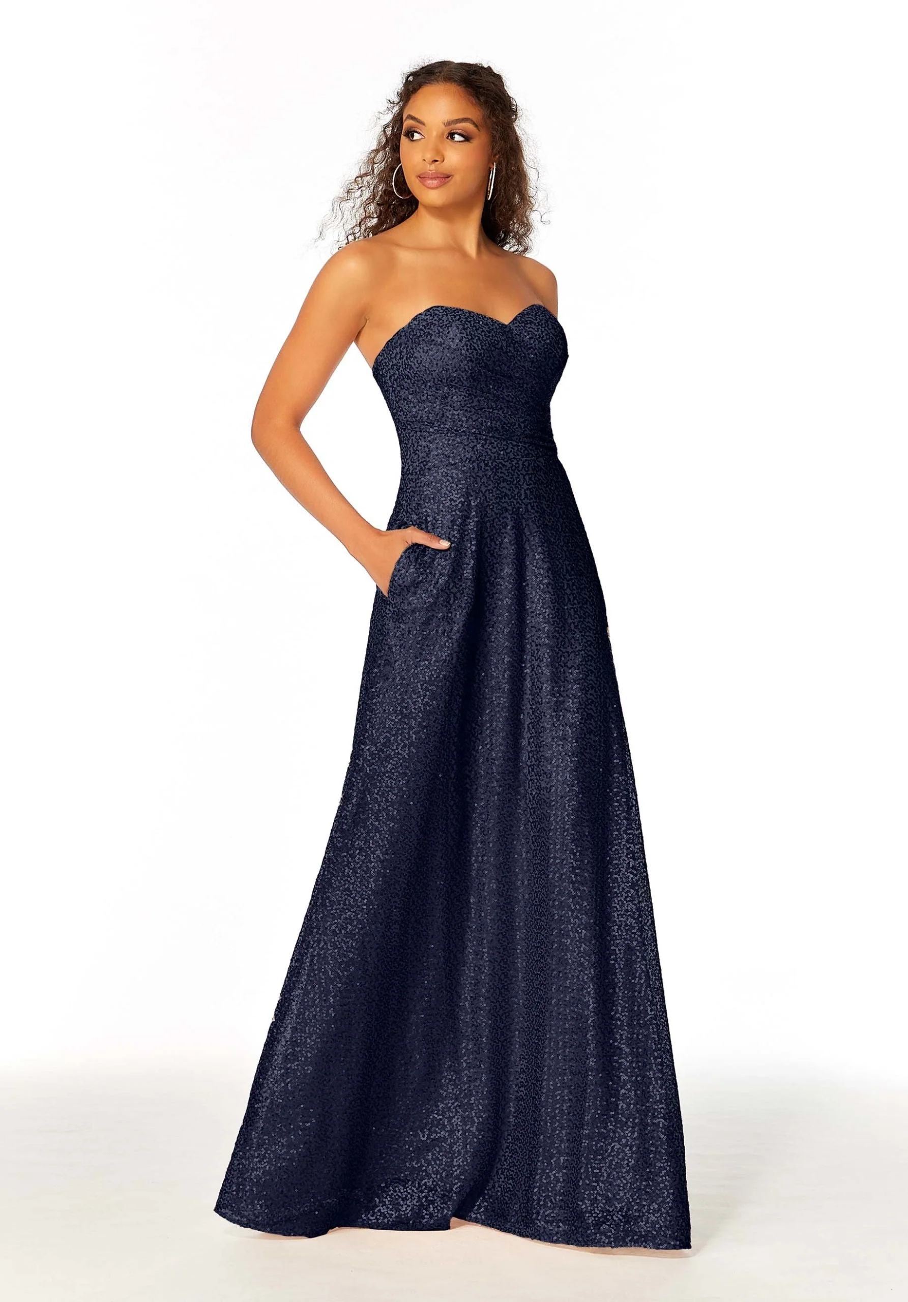 Strapless Sweetheart Caviar Mesh Bridesmaid Dress - Image 7
