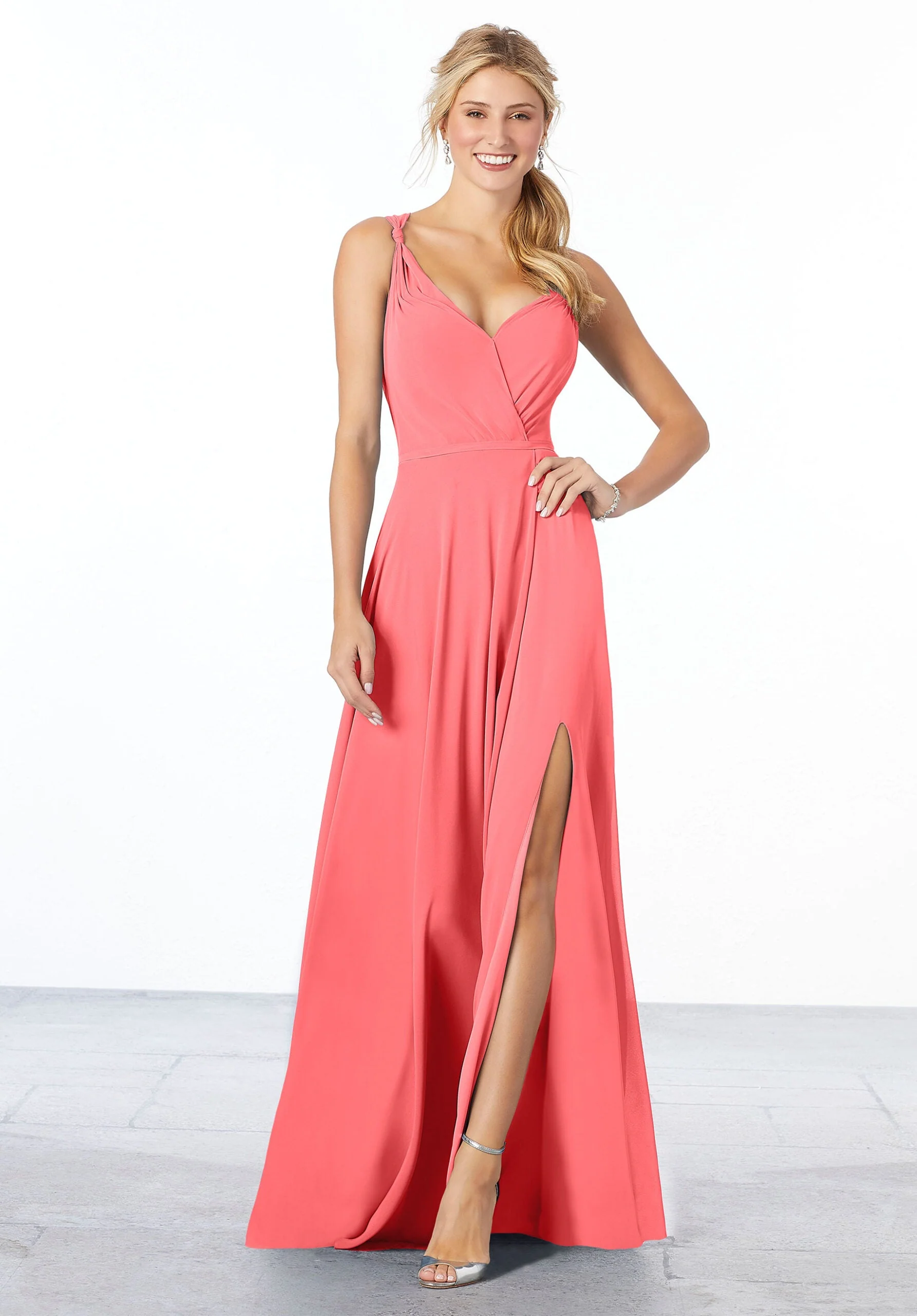 Surplice Bodice Chiffon Bridesmaid Dress - Image 47