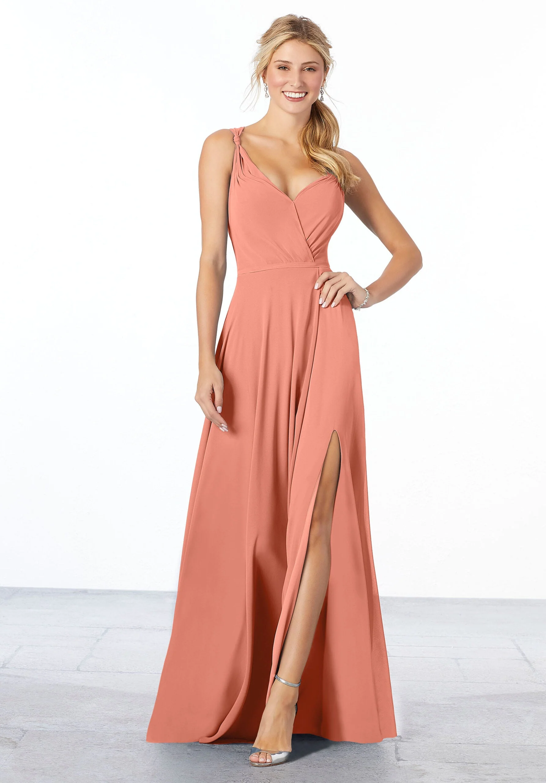 Surplice Bodice Chiffon Bridesmaid Dress - Image 8