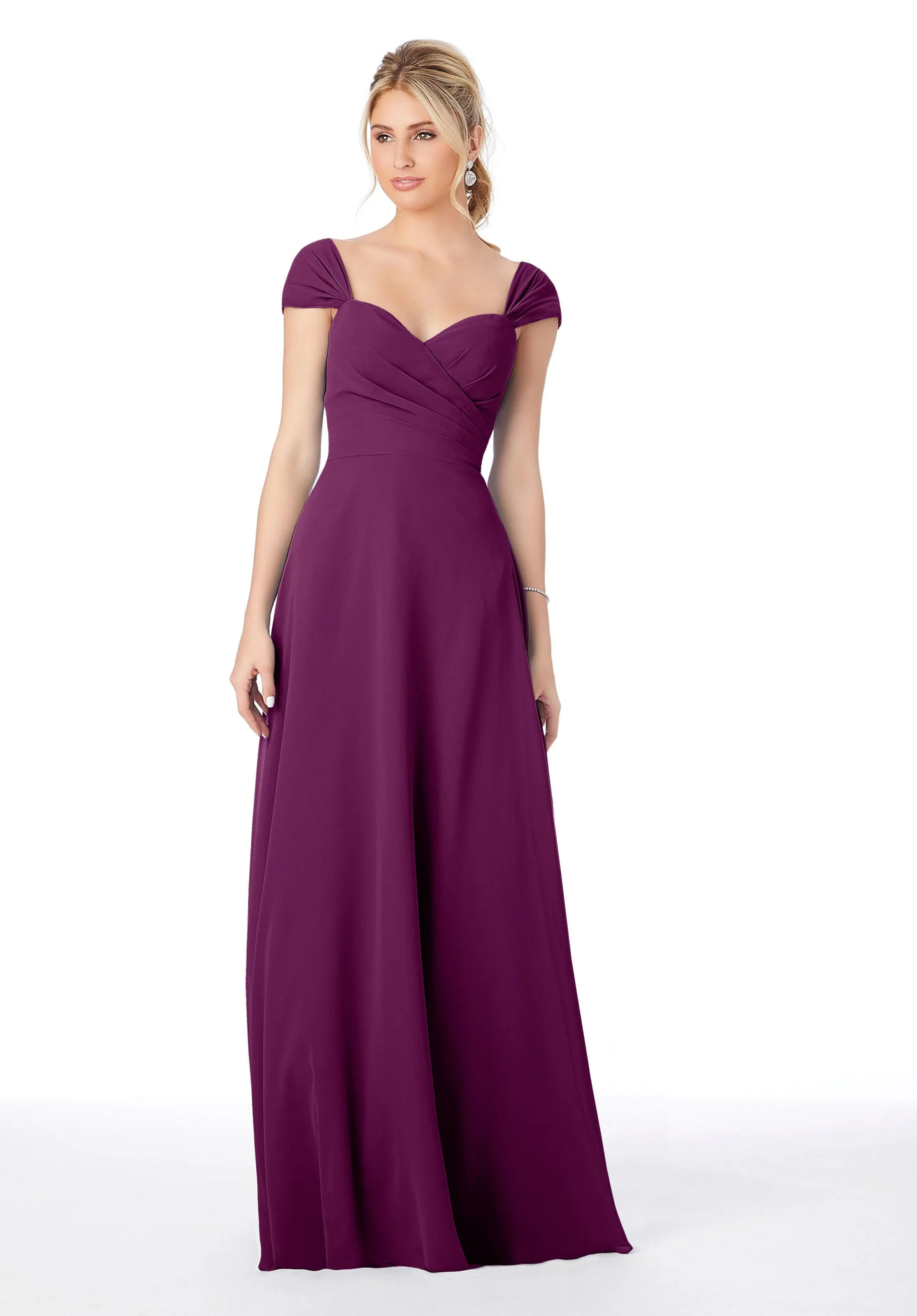 Sweetheart Cap Sleeve Chiffon Bridesmaid Dress - Image 11