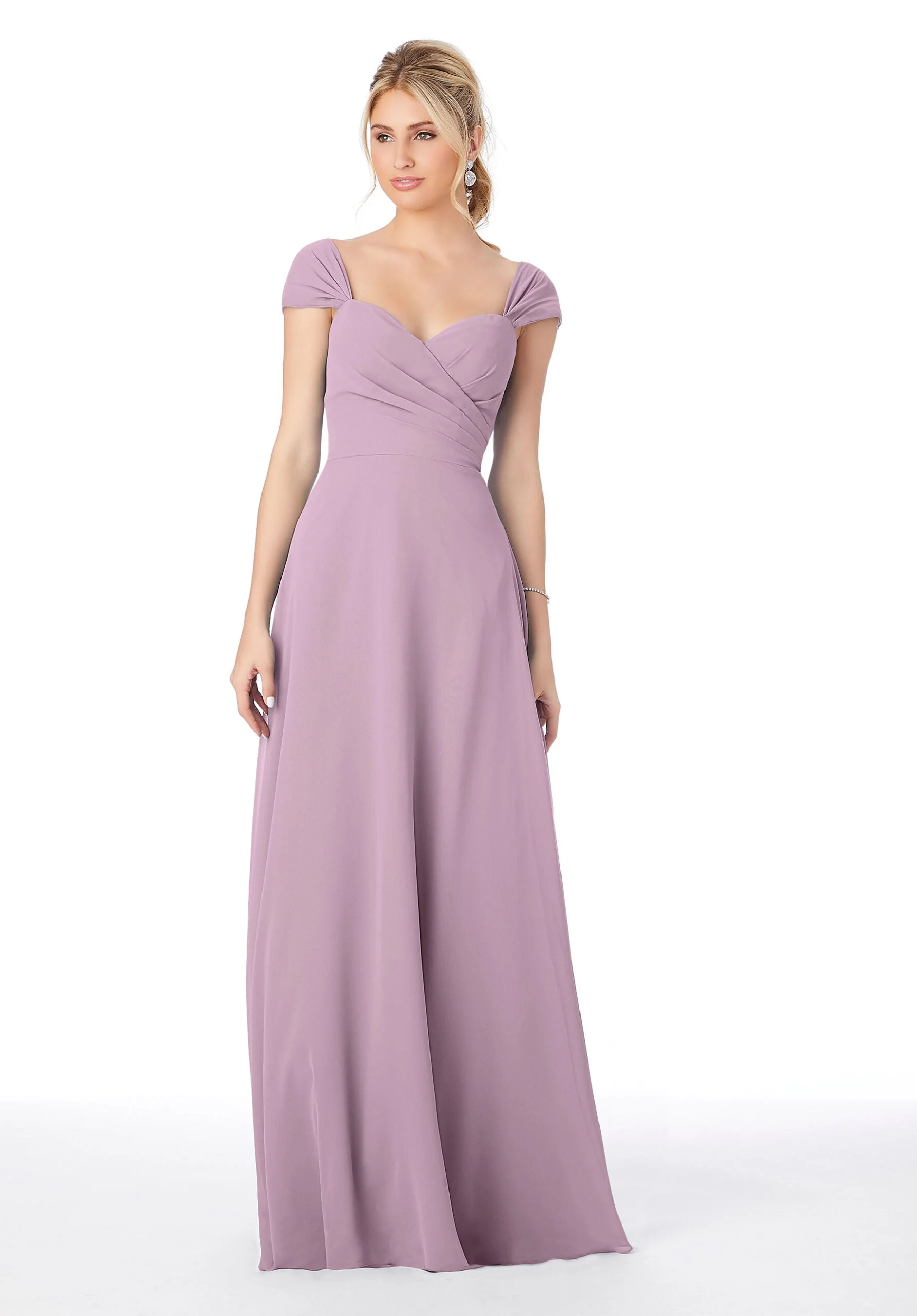 Sweetheart Cap Sleeve Chiffon Bridesmaid Dress - Image 13