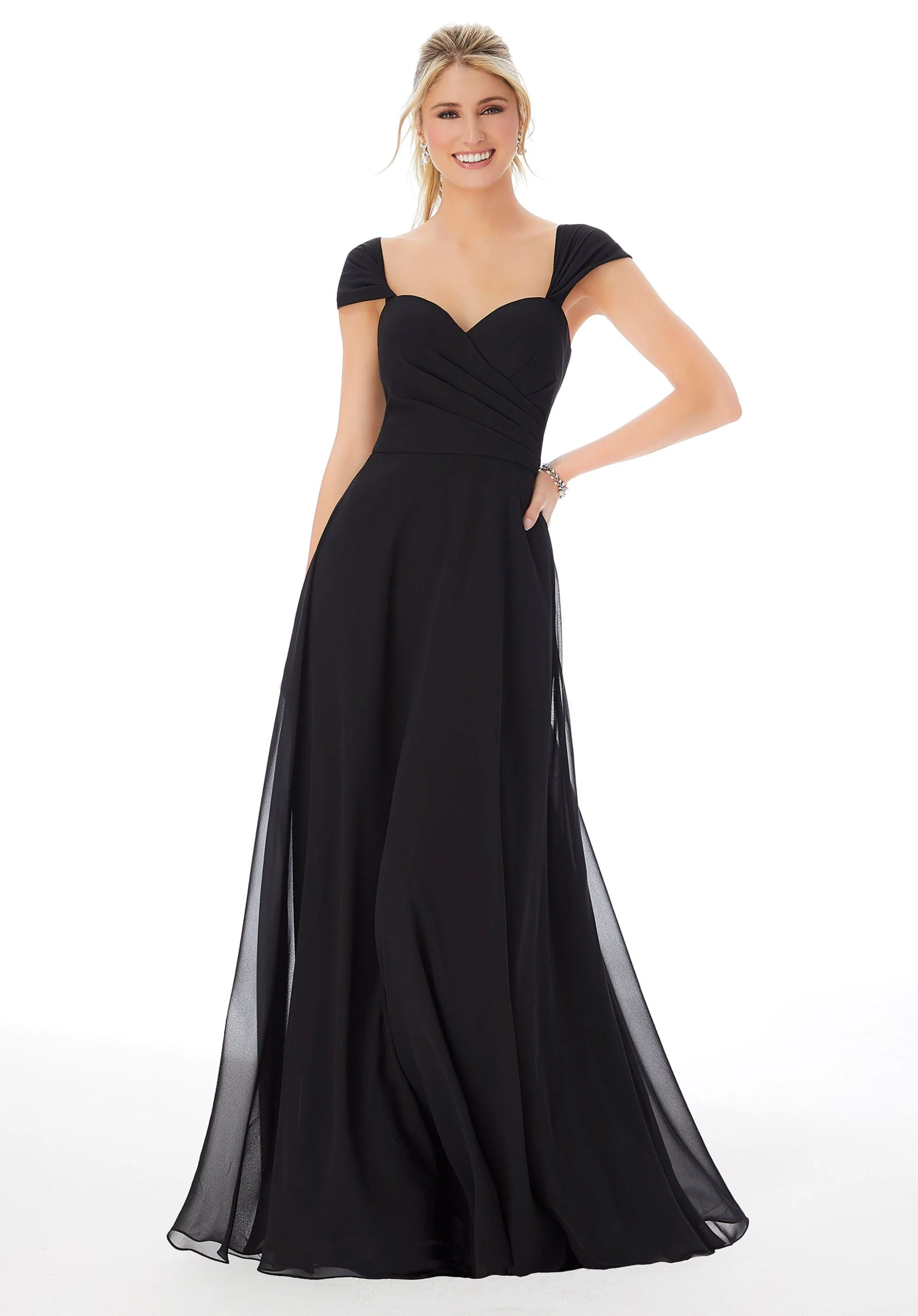 Sweetheart Cap Sleeve Chiffon Bridesmaid Dress - Image 4