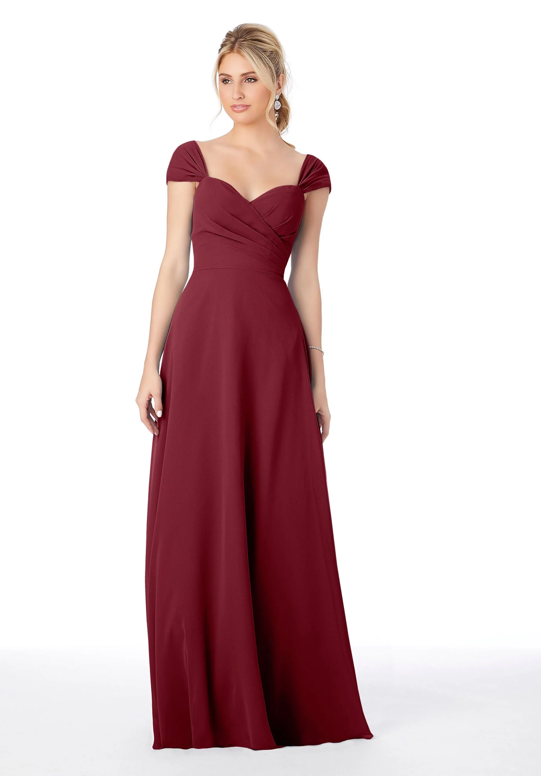 Sweetheart Cap Sleeve Chiffon Bridesmaid Dress - Image 9