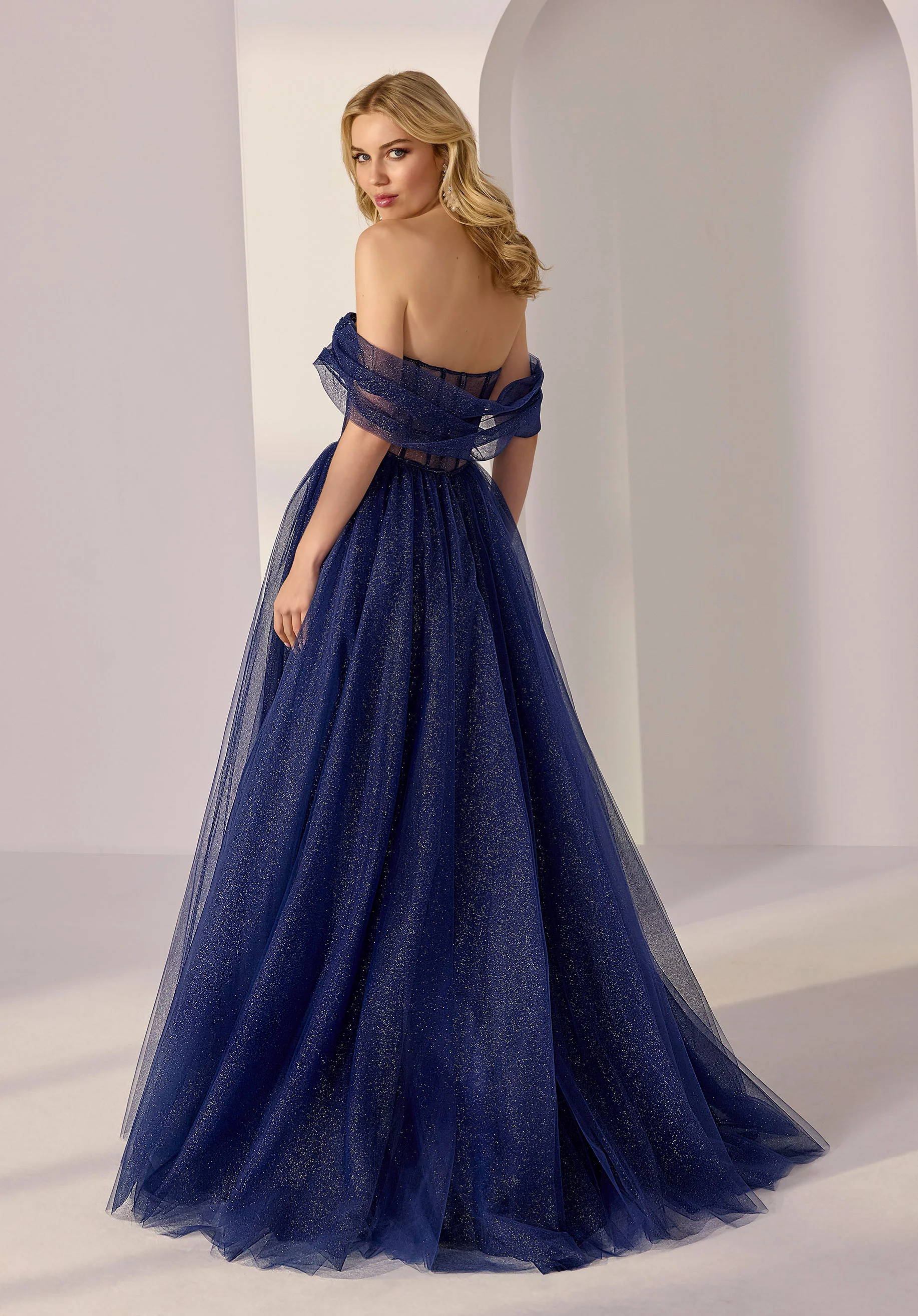Sweetheart Neck Sheer Corset Glitter Tulle Party Dress - Image 4