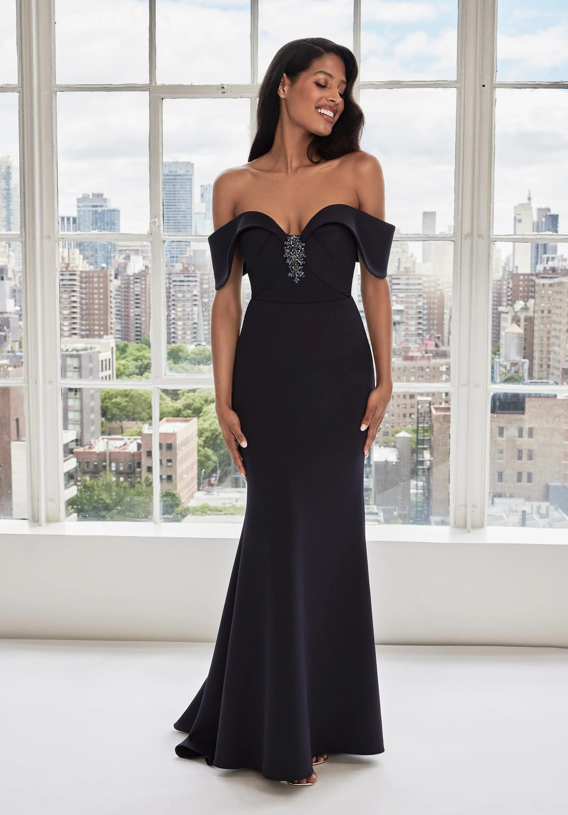 Sweetheart Scuba Jersey Fit and Flare Evening Gown