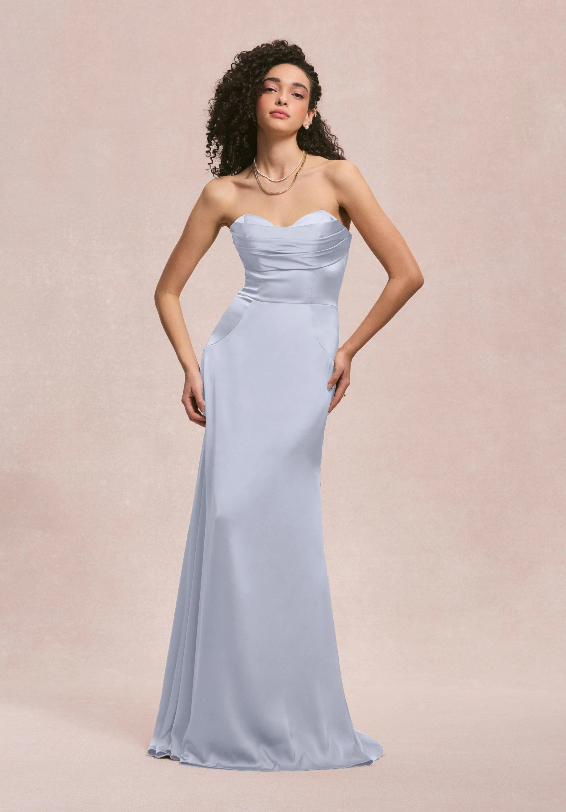 Sweetheart Seam Draped Luxe Satin Bridesmaid Dress - Image 14