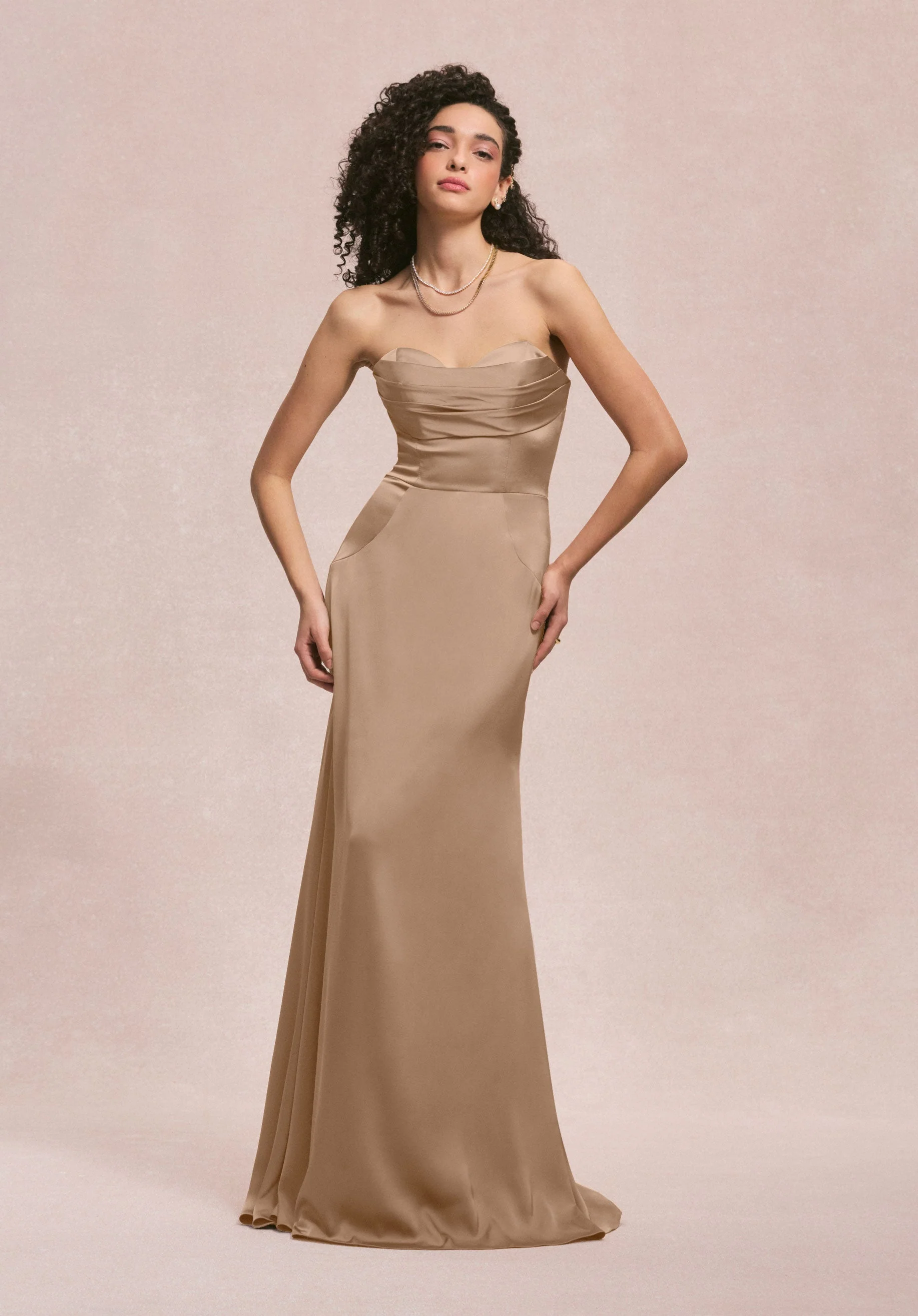 Sweetheart Seam Draped Luxe Satin Bridesmaid Dress - Image 16