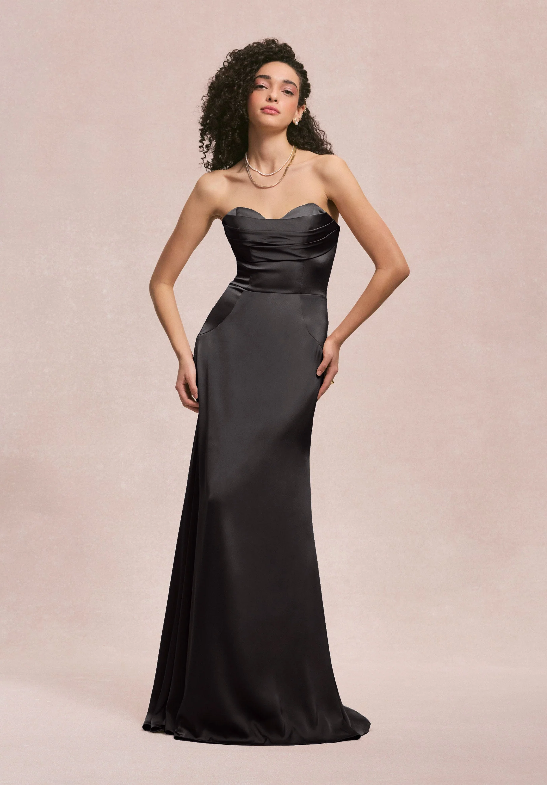 Sweetheart Seam Draped Luxe Satin Bridesmaid Dress - Image 8