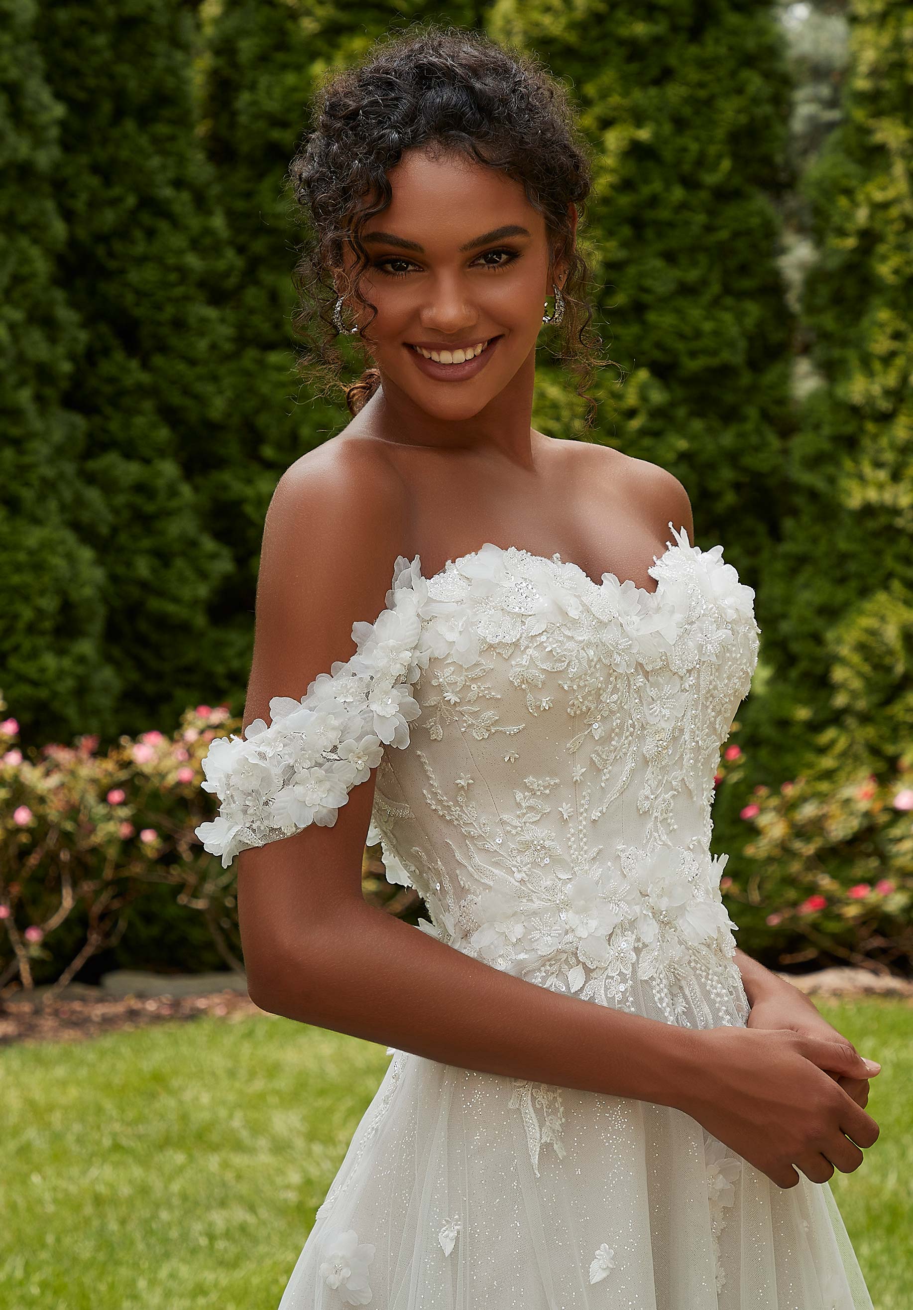 Three-Dimensional Appliqués on Tulle Sleeves