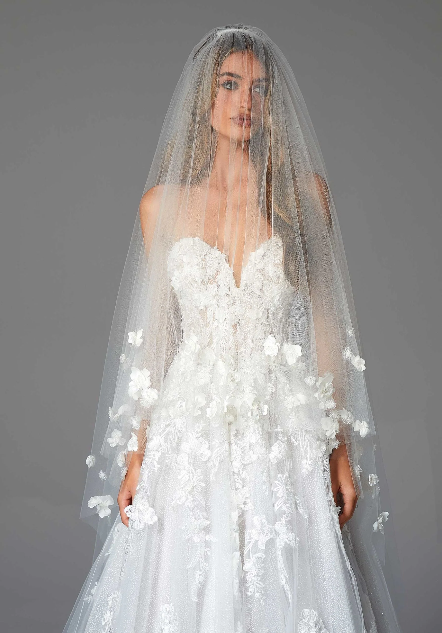 Three-Dimensional Floral Cathedral Length Veil - Image 3