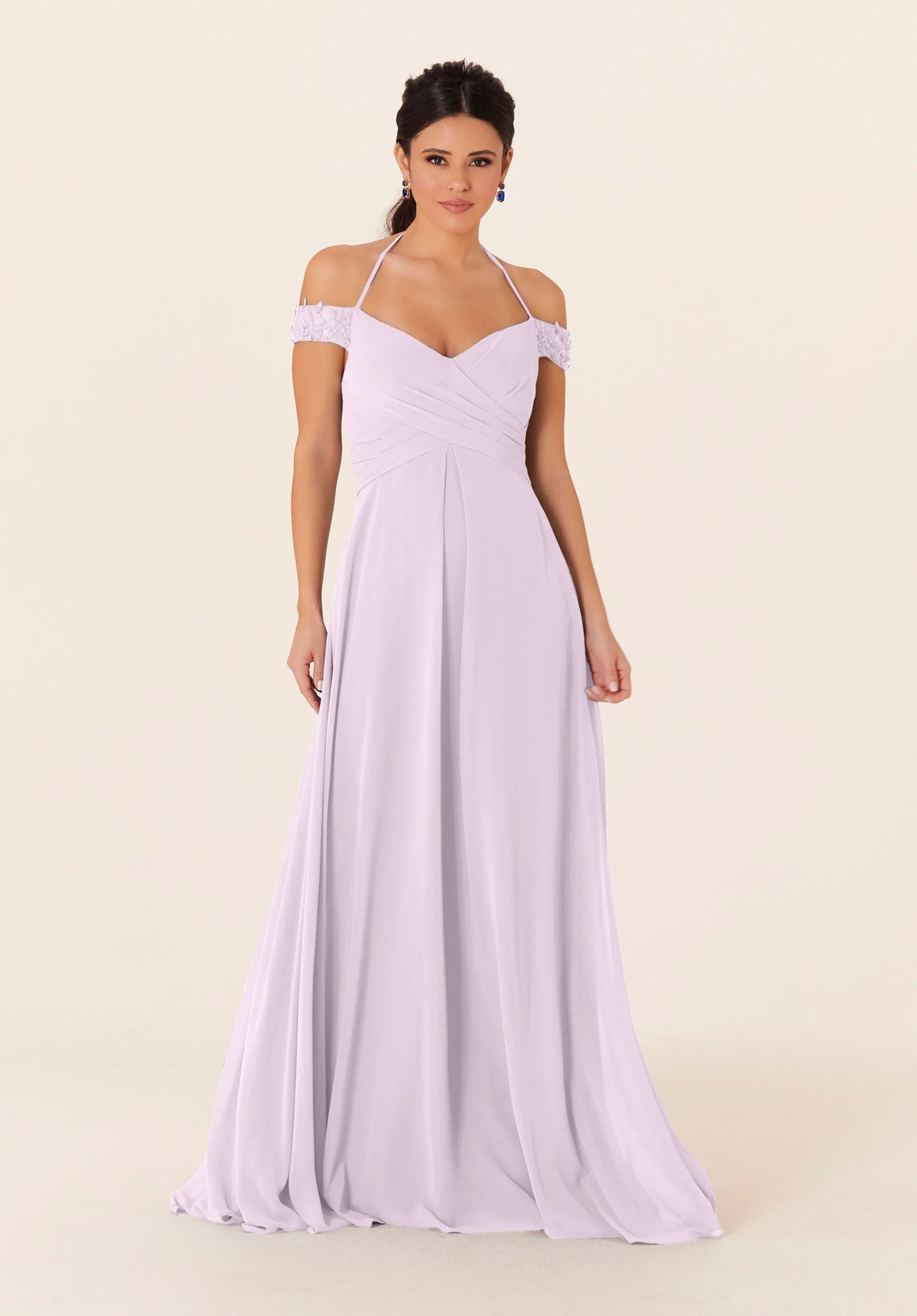 Tied Halter Chiffon Bridesmaid Dress - Image 11