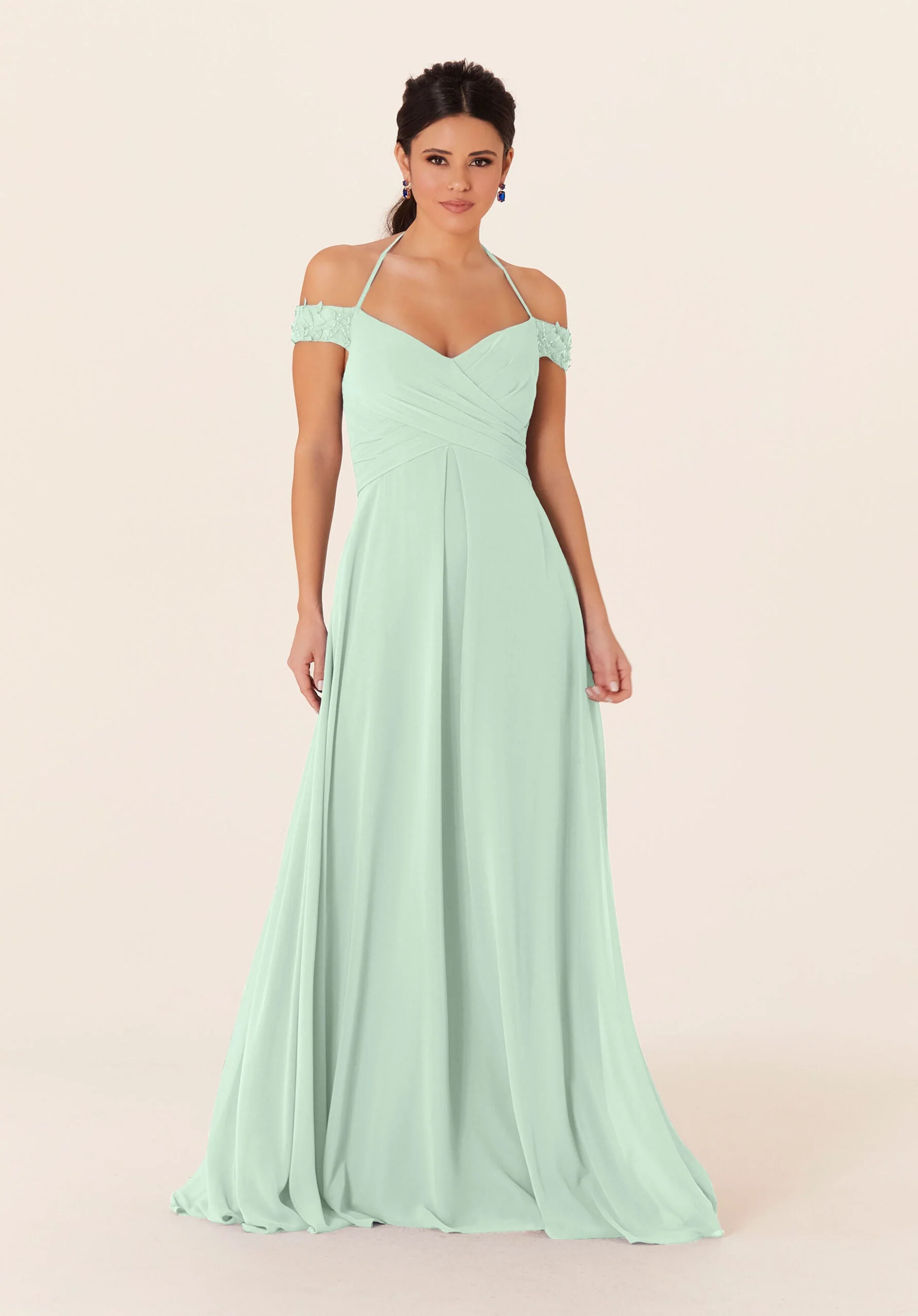 Tied Halter Chiffon Bridesmaid Dress - Image 14